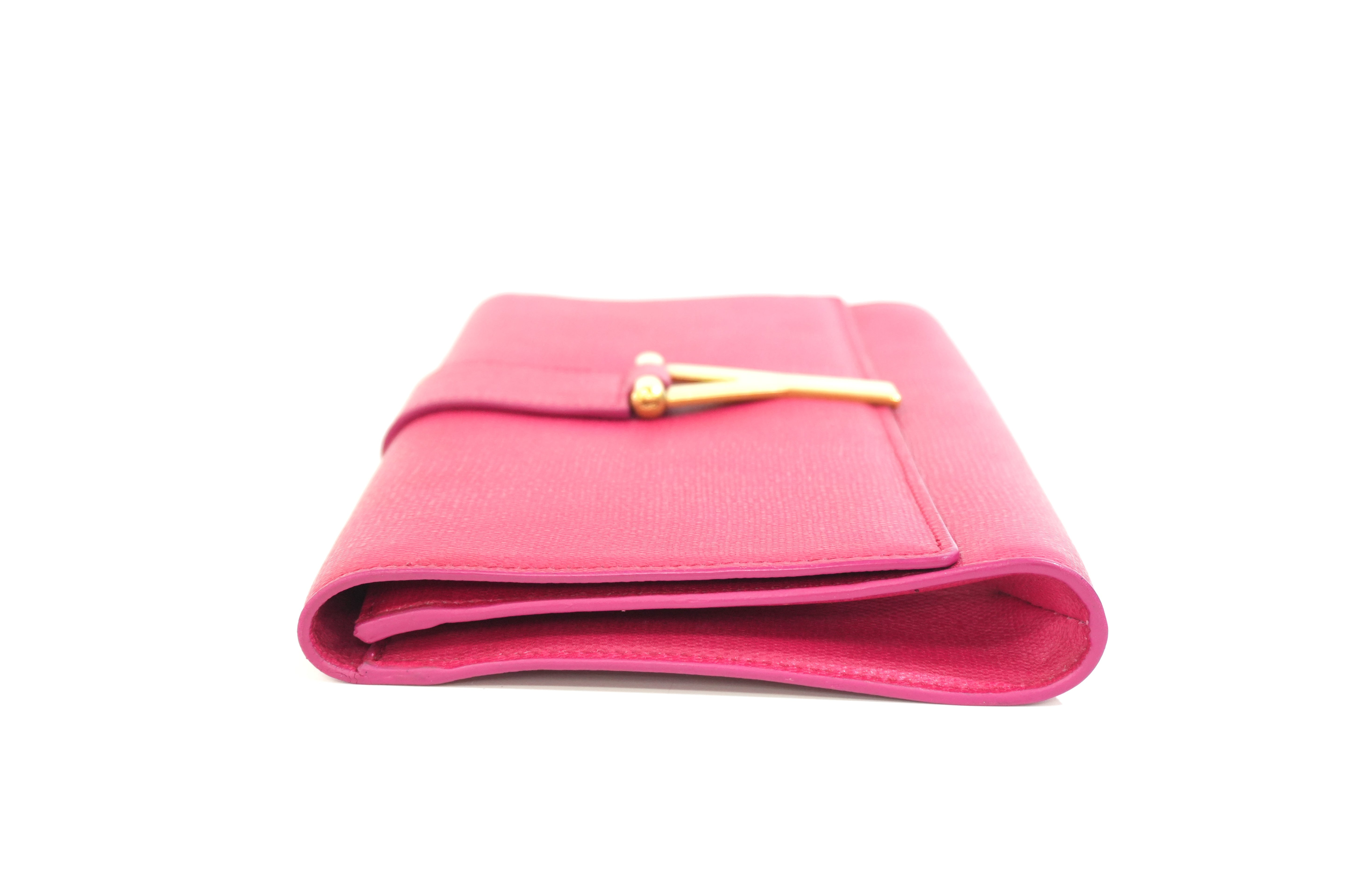 Pre-owned Saint-Laurent Leather Clutch Bag Pink
