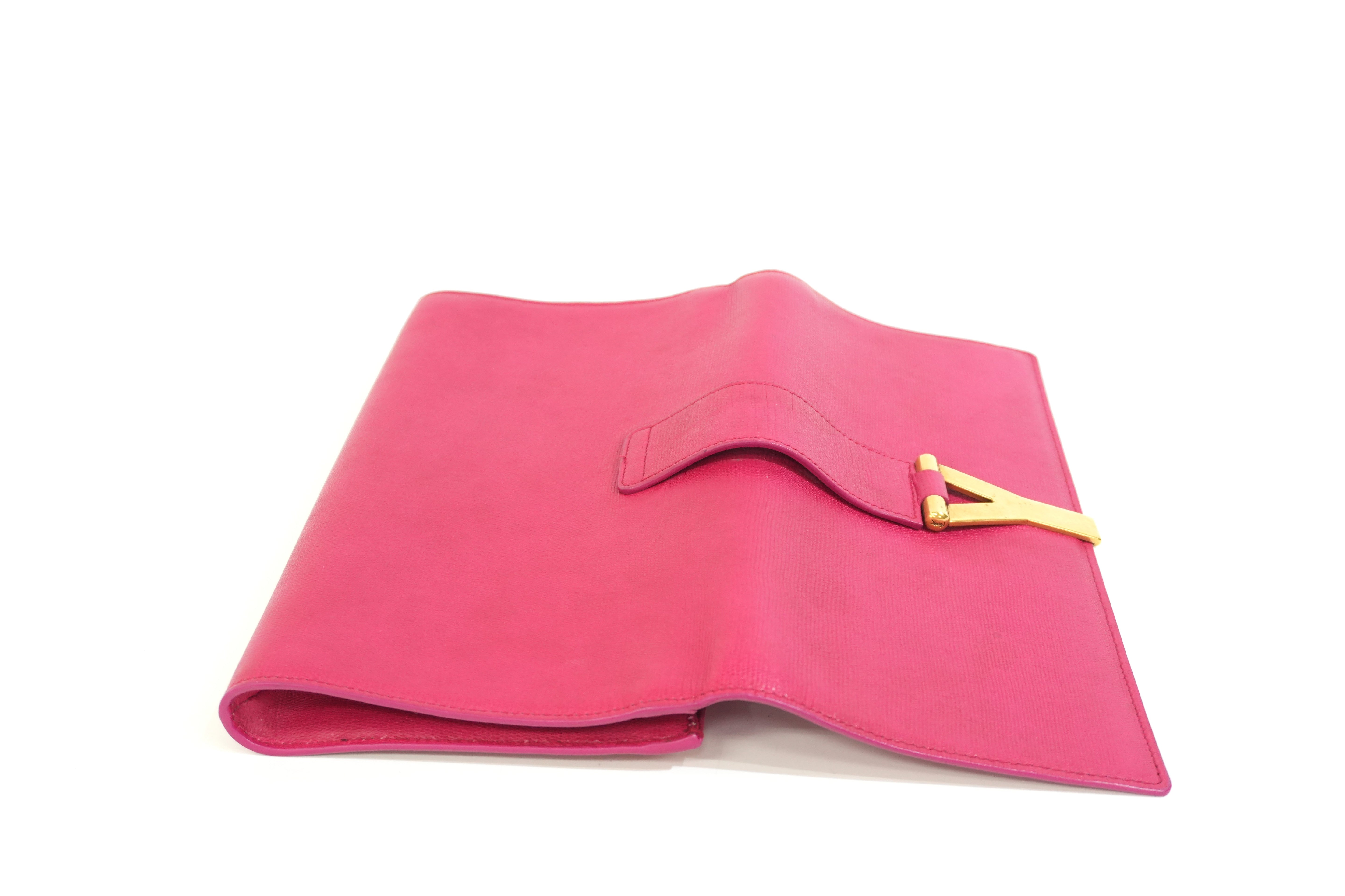 Pre-owned Saint-Laurent Leather Clutch Bag Pink