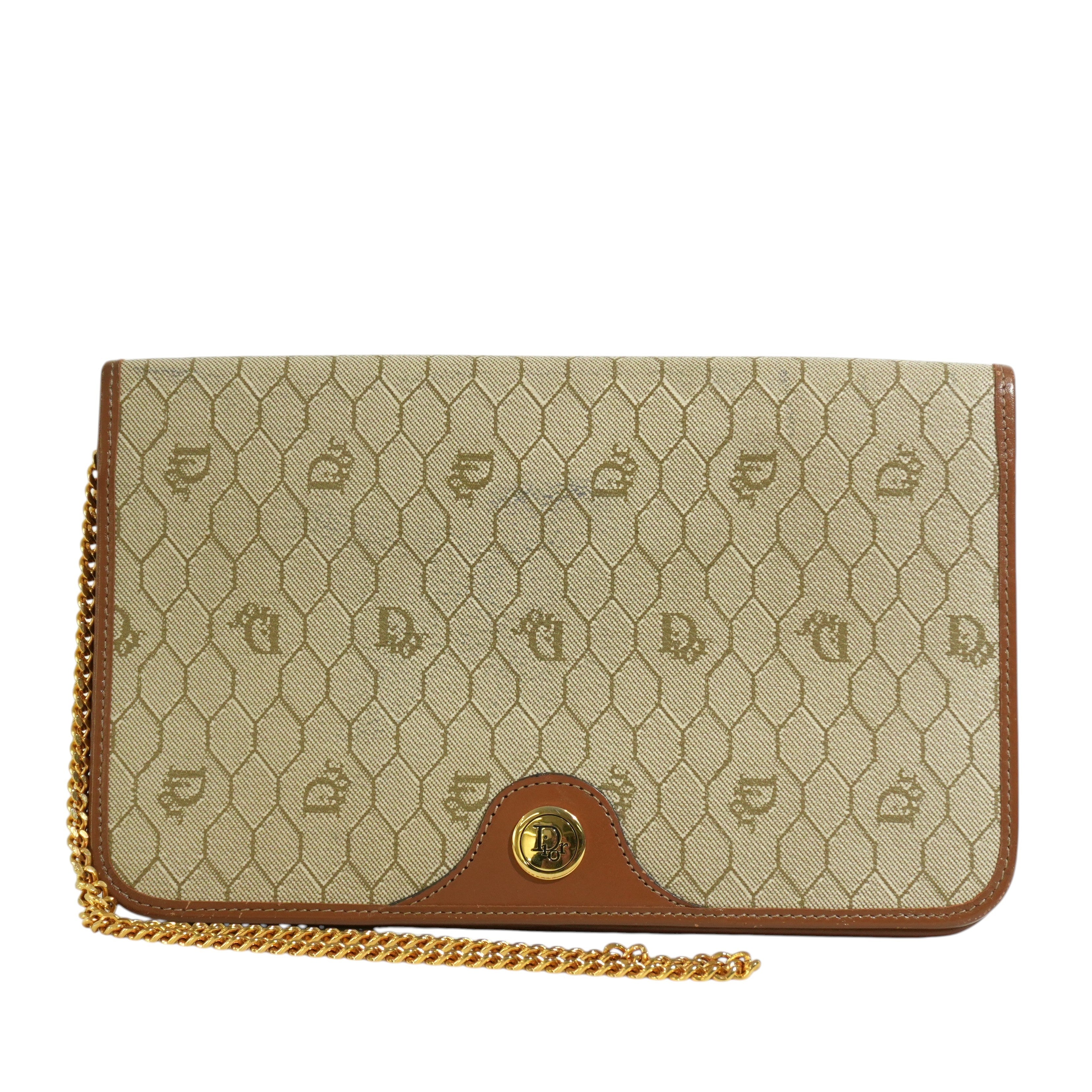 Pre-owned Dior Honeycomb Chain Shoulder Bag Brown