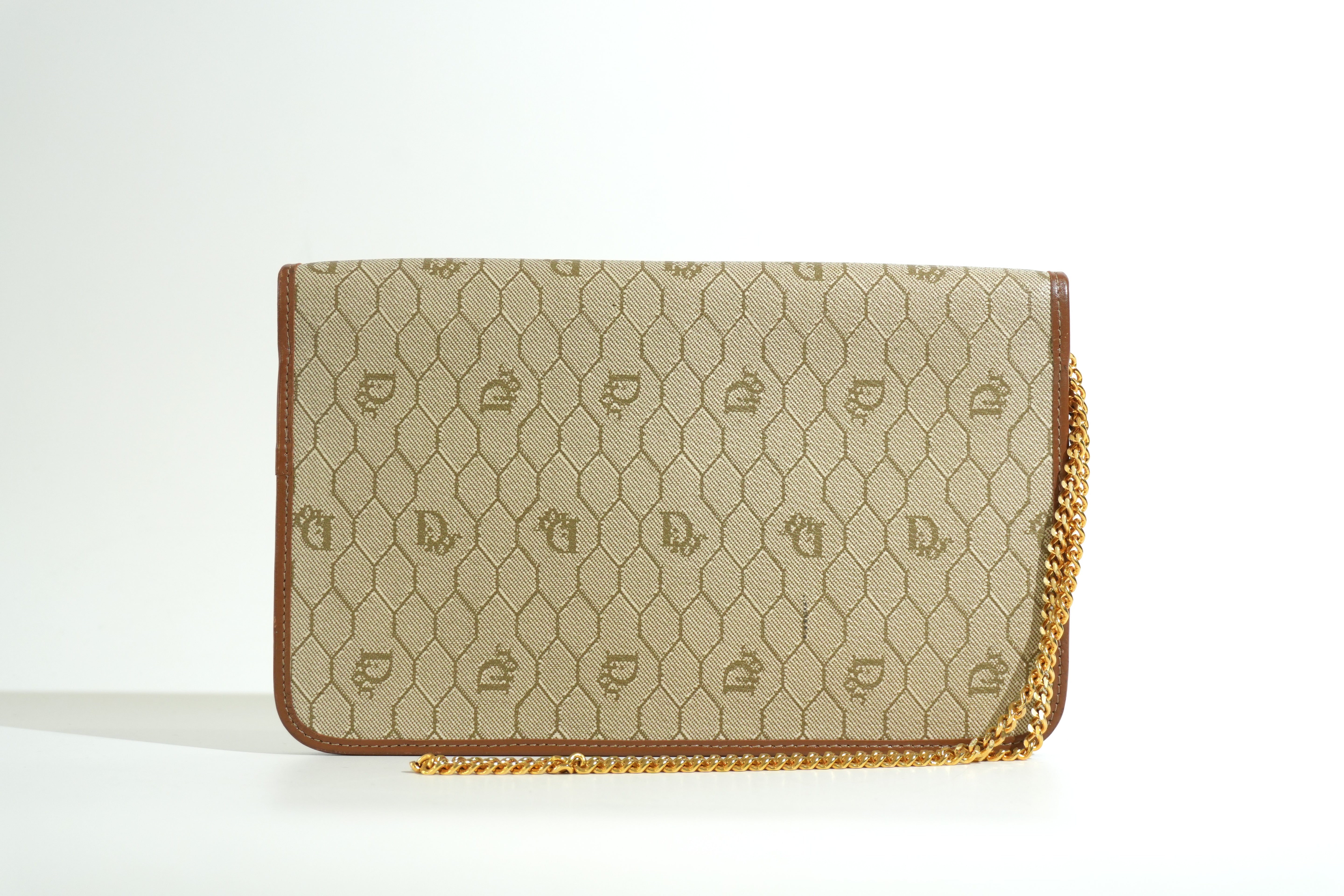 Pre-owned Dior Honeycomb Chain Shoulder Bag Brown