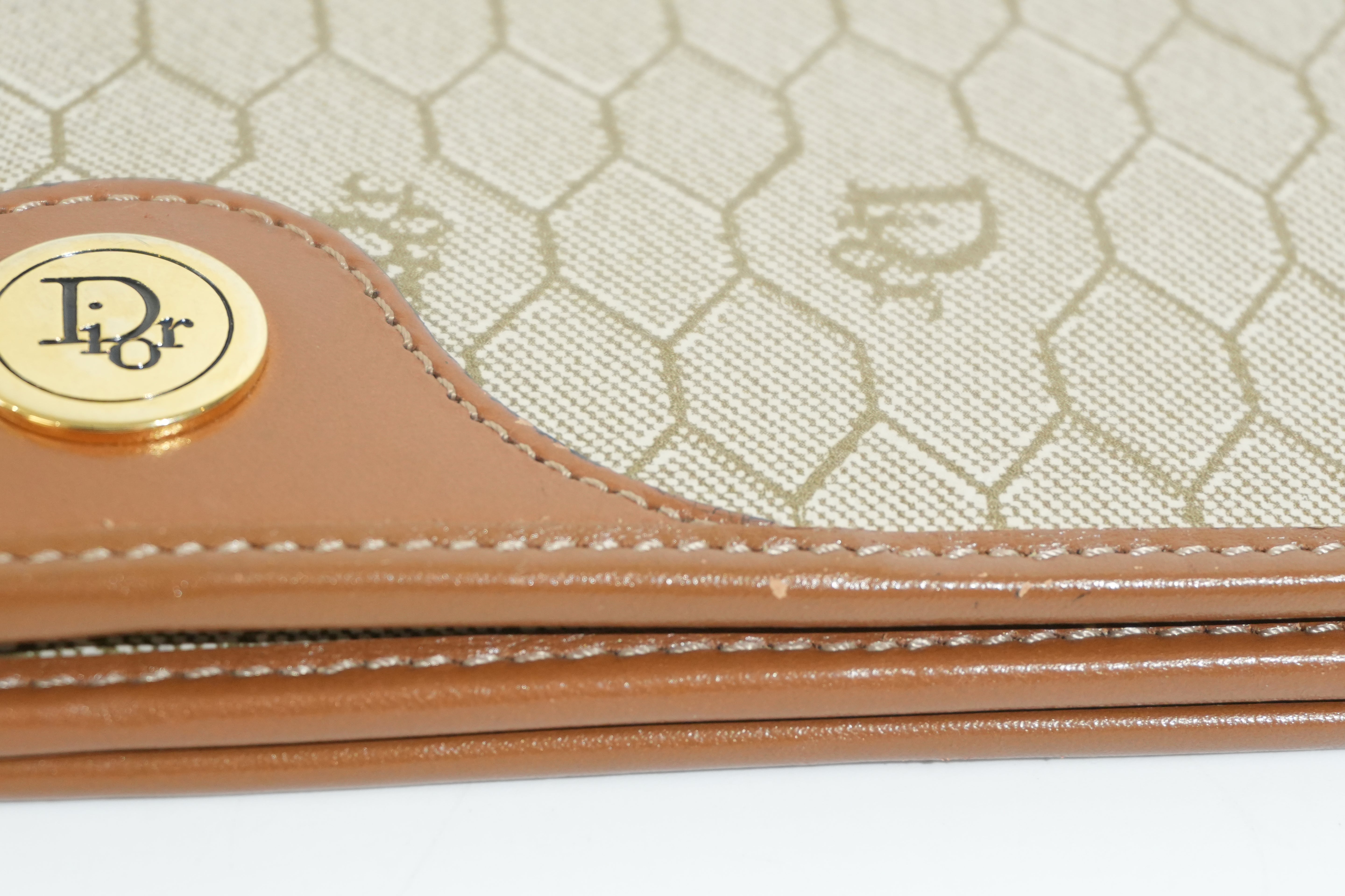 Pre-owned Dior Honeycomb Chain Shoulder Bag Brown
