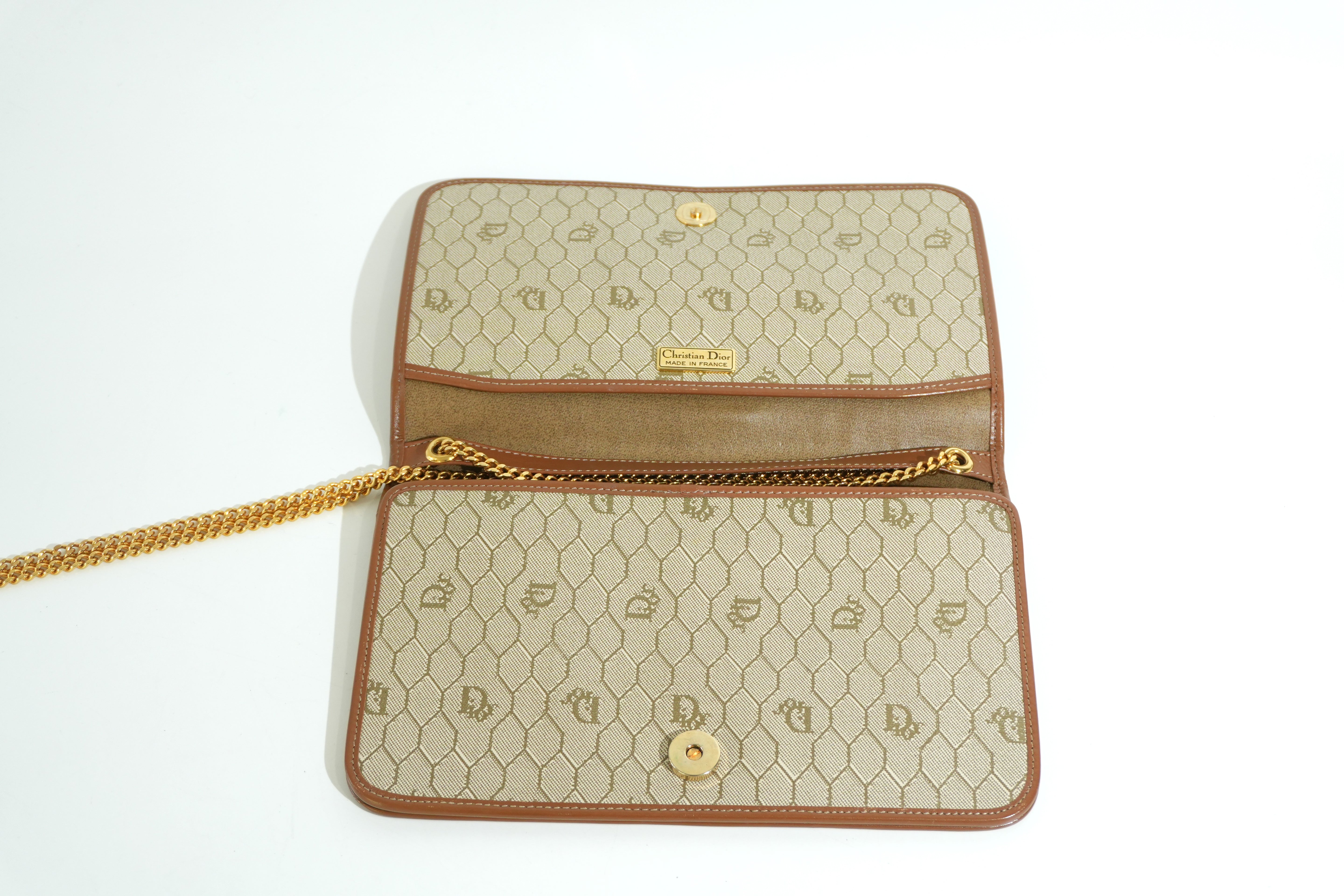 Pre-owned Dior Honeycomb Chain Shoulder Bag Brown