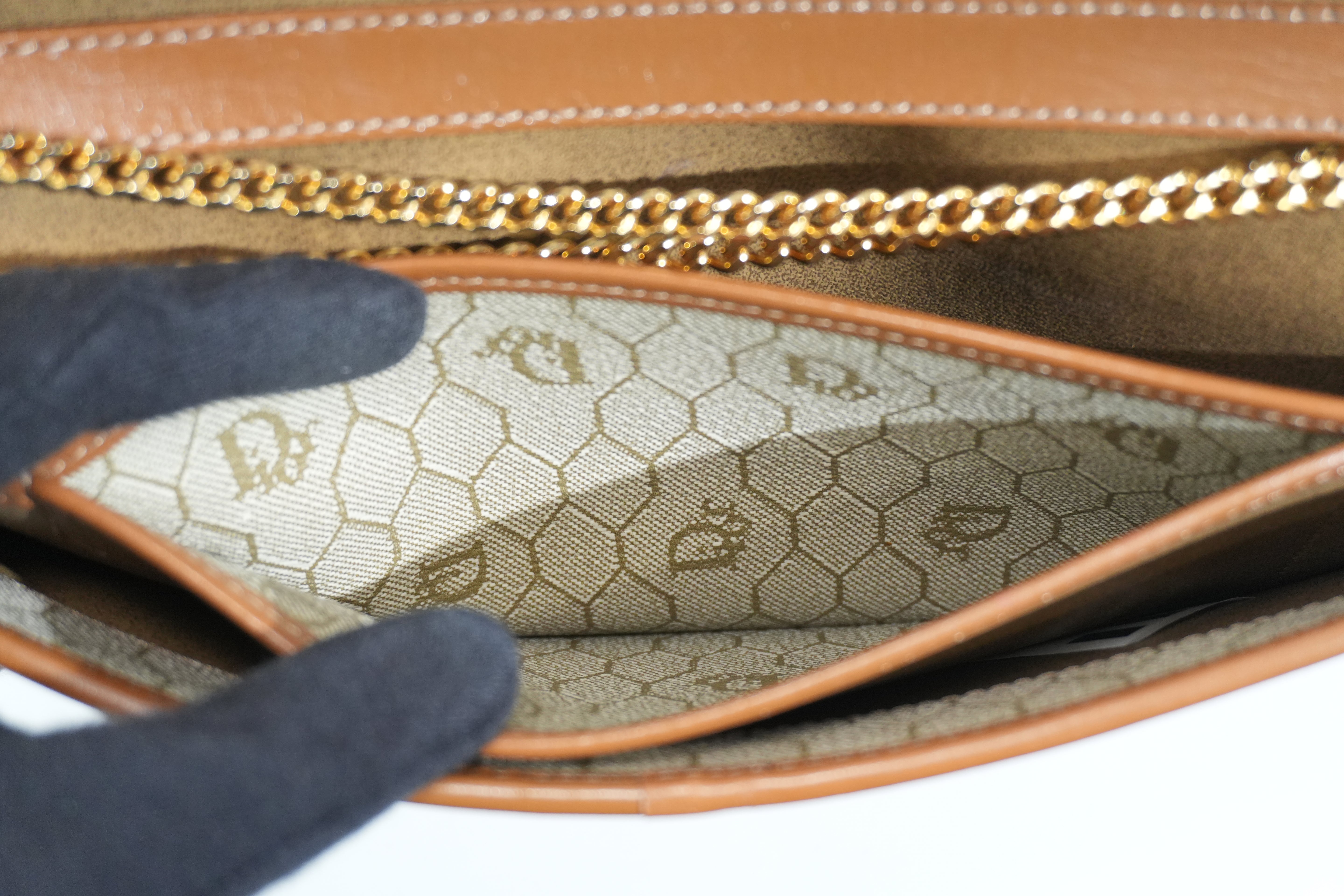 Pre-owned Dior Honeycomb Chain Shoulder Bag Brown