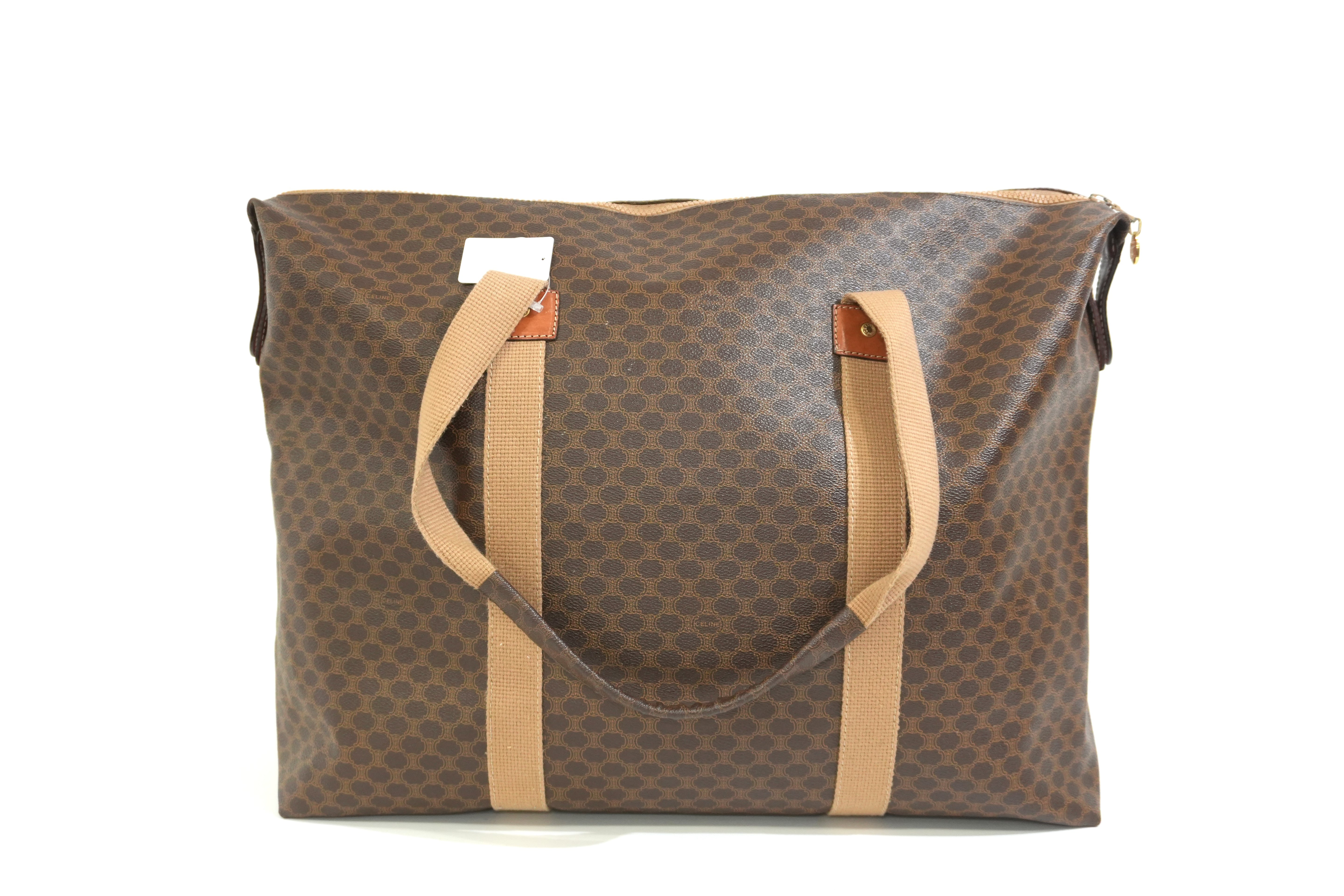 Pre-owned Celine Macadam Boston Travel Bag Brown