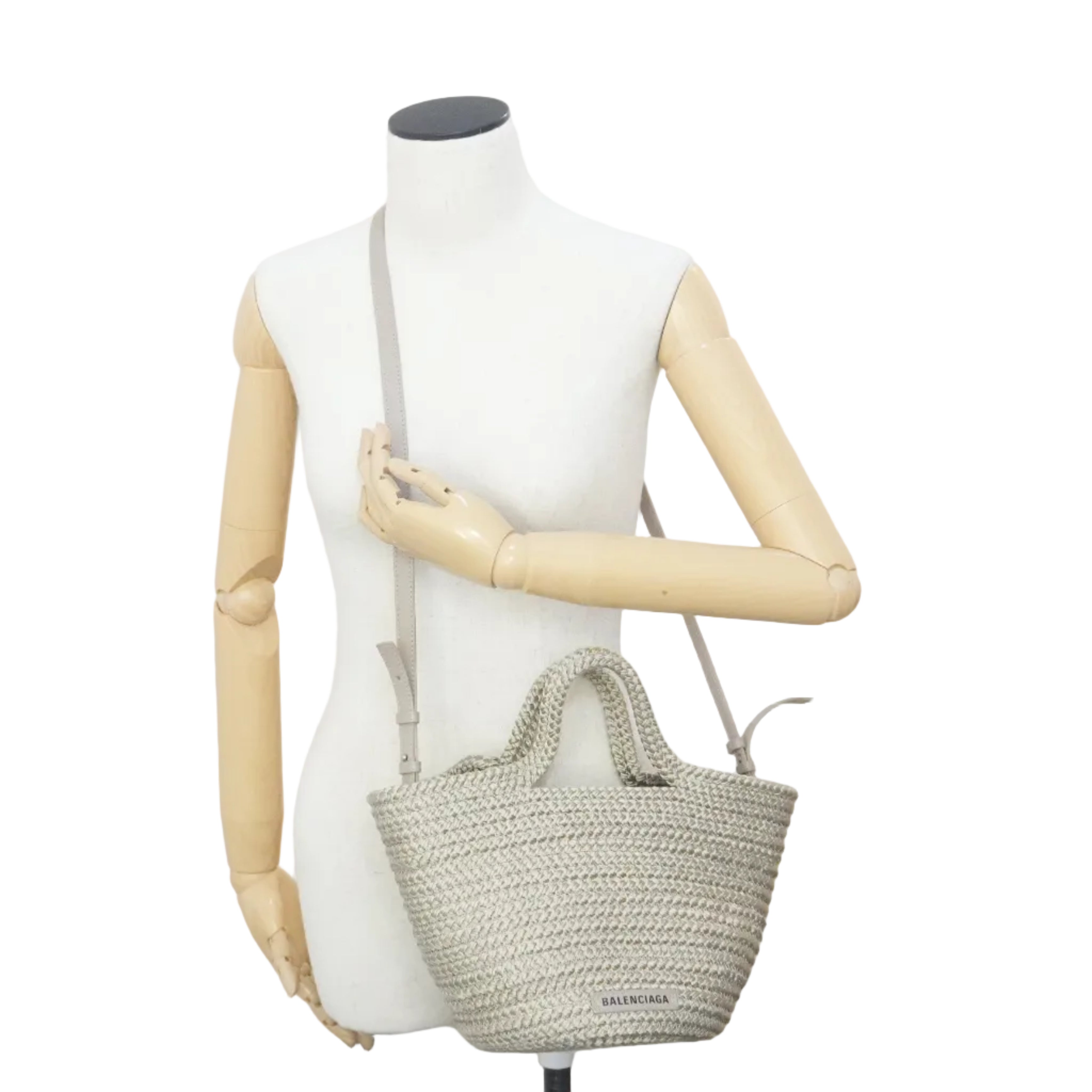 Pre-owned Balenciaga Woven Cord Small Basket Shoulder Bag Brown