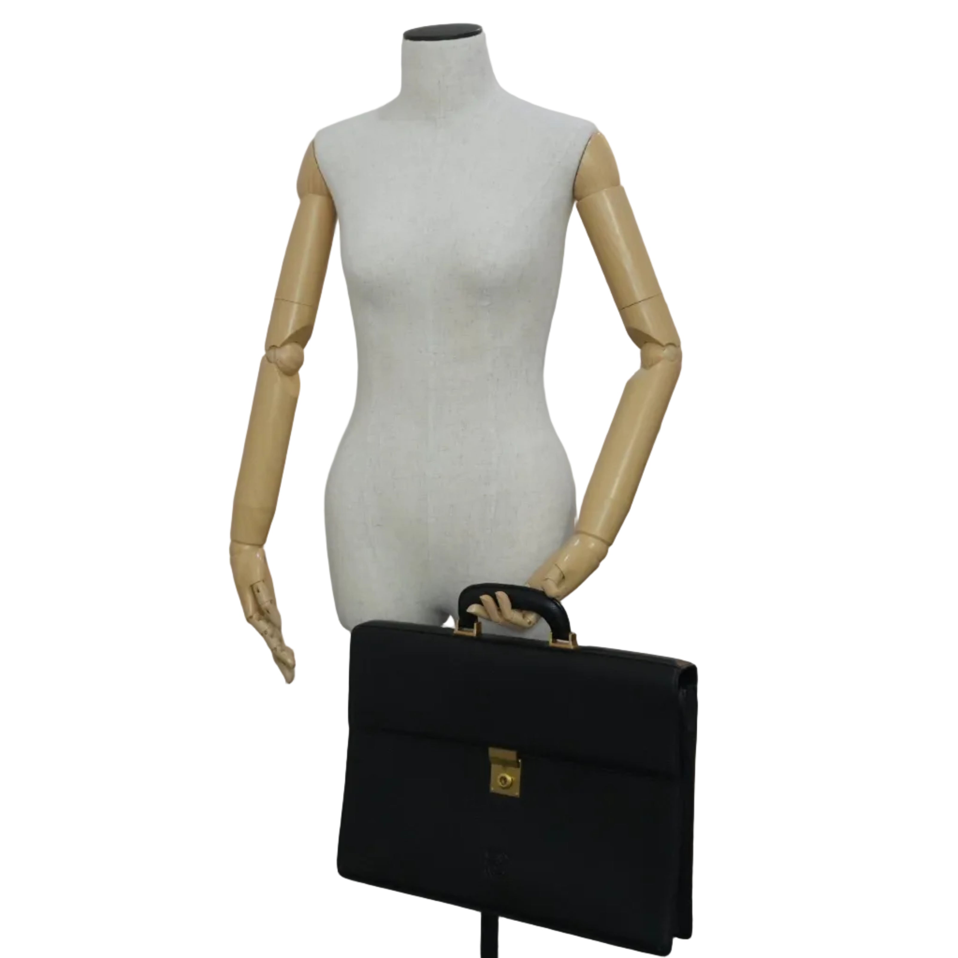 Pre-owned Loewe Leather Briefcase Handbag Black