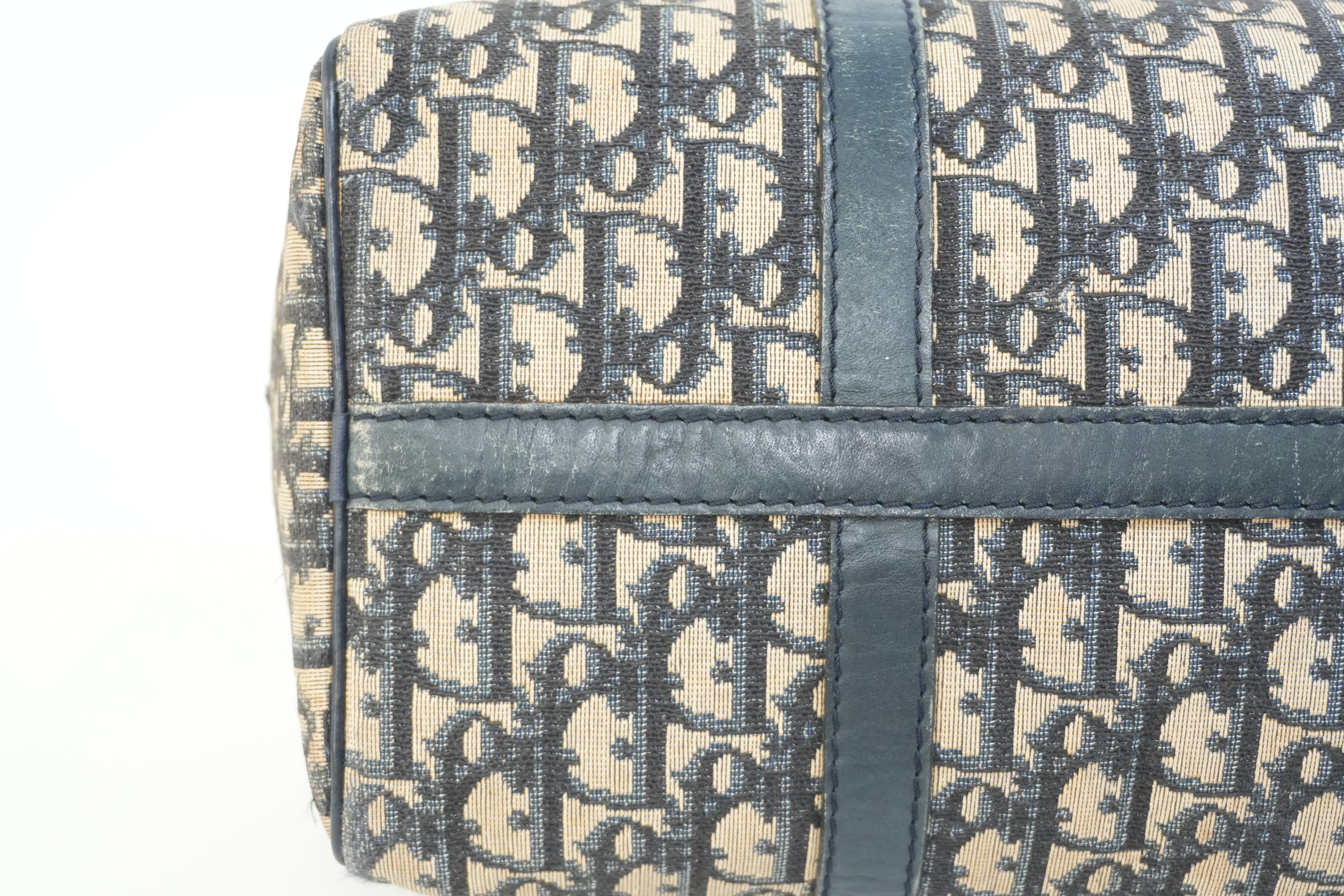 Pre-owned Dior Oblique Boston Handbag Blue