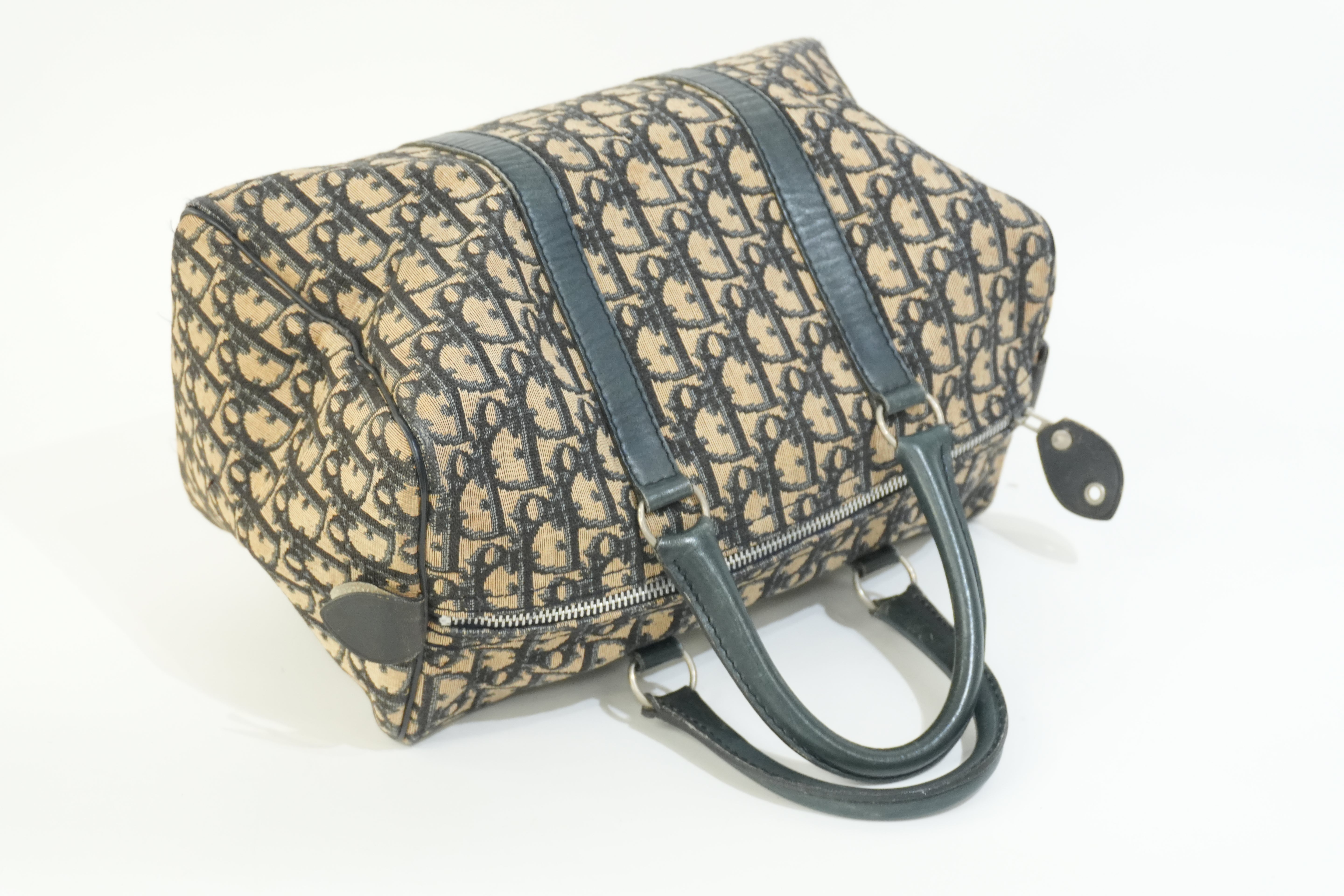 Pre-owned Dior Oblique Boston Handbag Blue