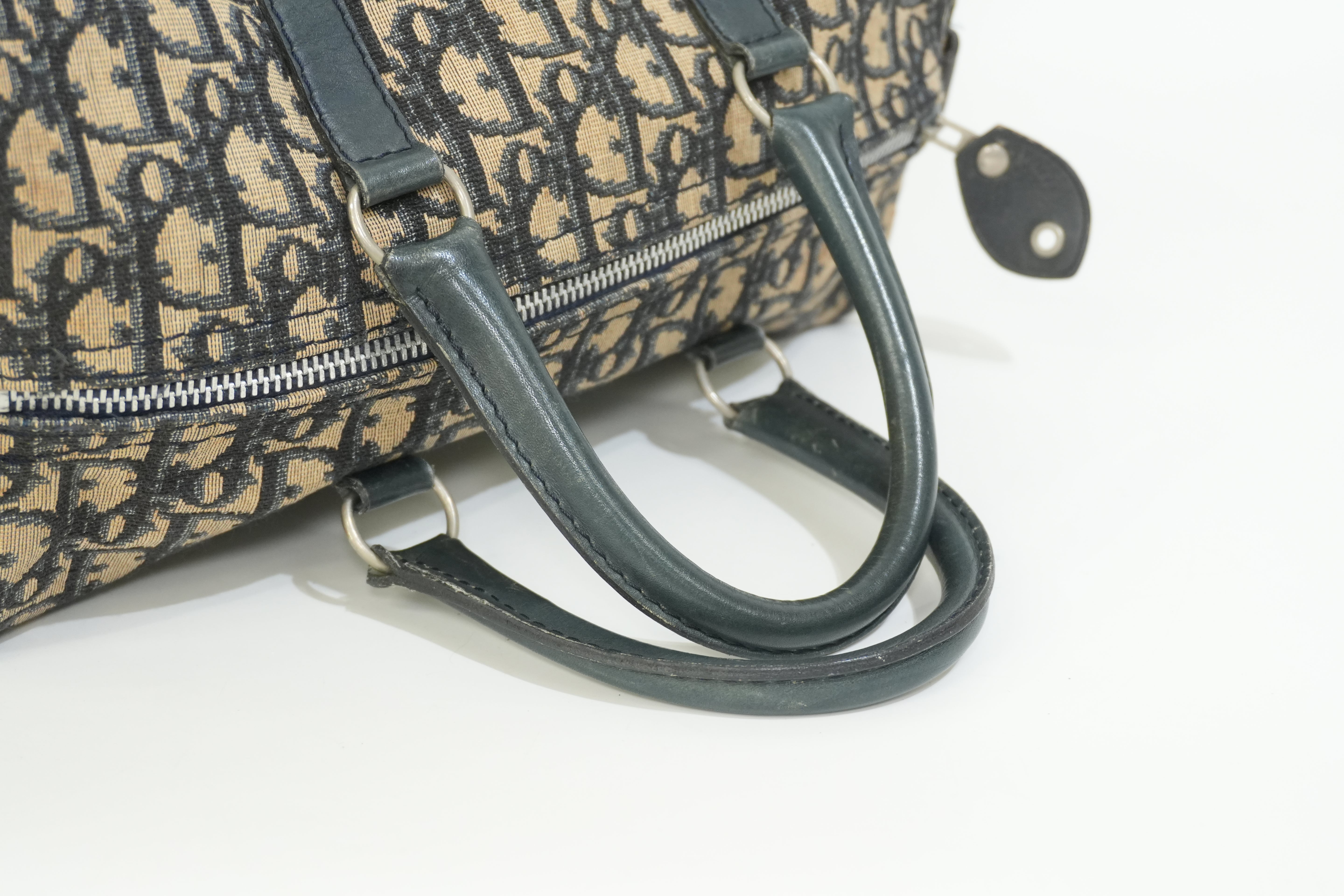 Pre-owned Dior Oblique Boston Handbag Blue
