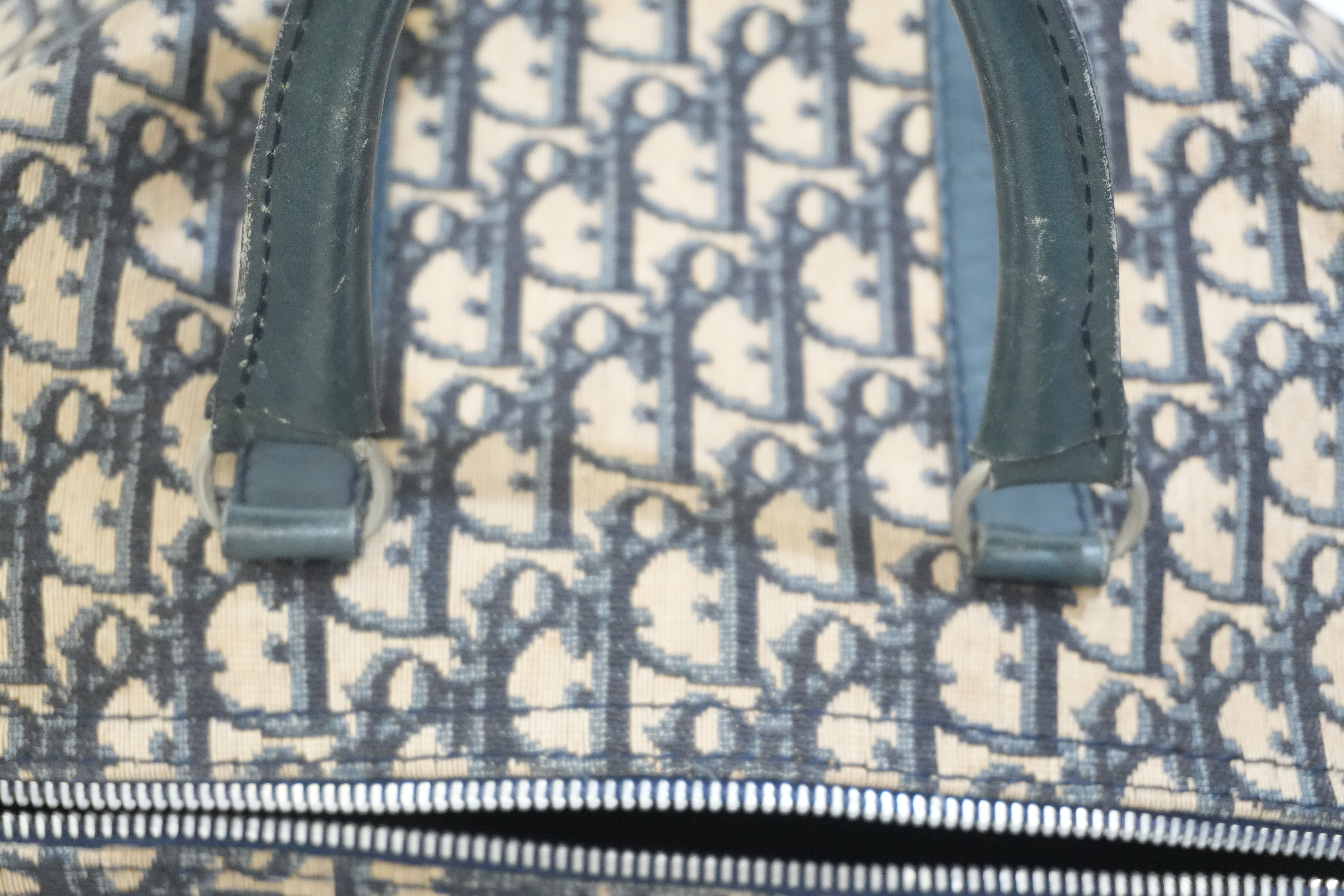 Pre-owned Dior Oblique Boston Handbag Blue
