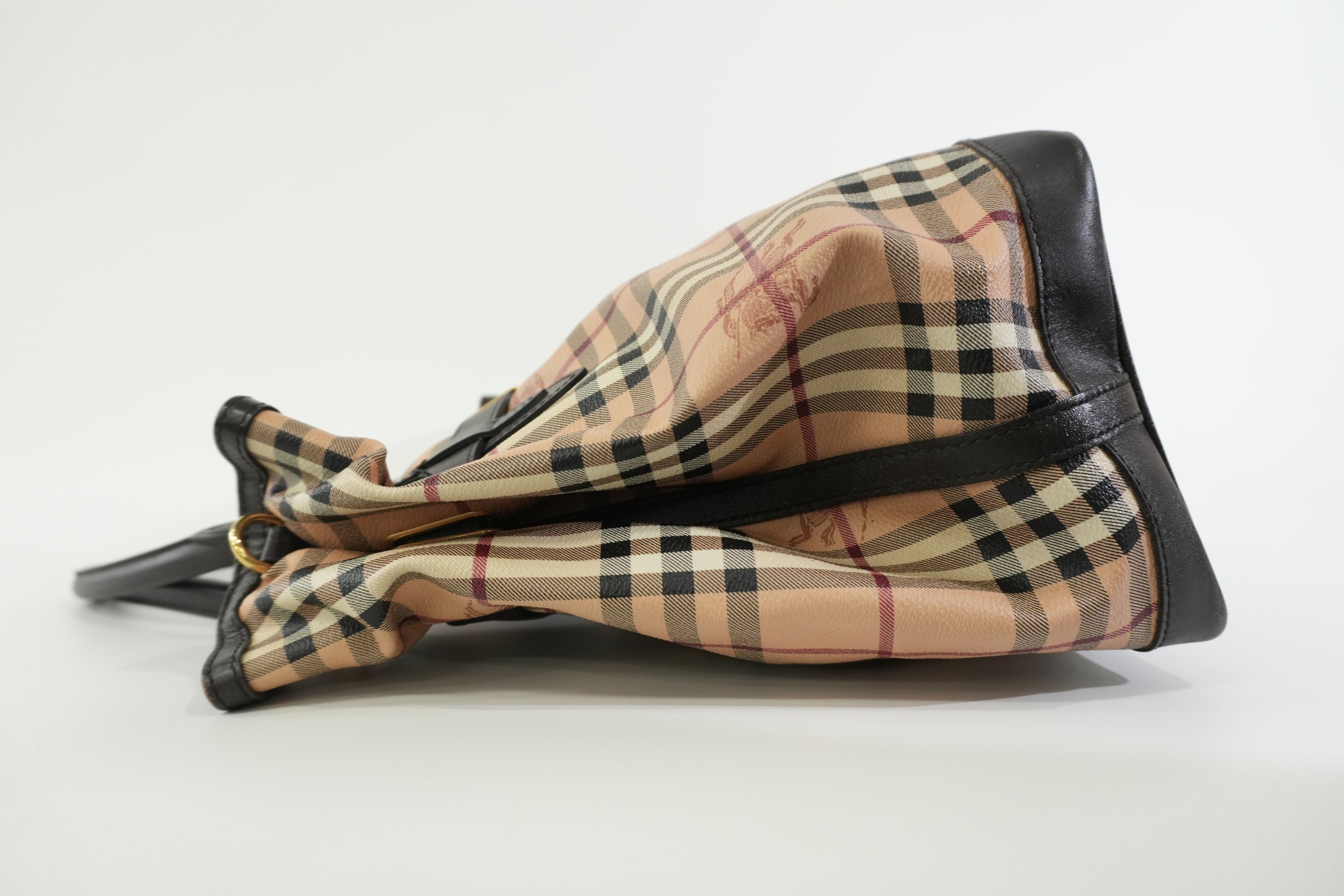 Pre-owned Burberry Haymarket Check Golderton Tote Bag Beige