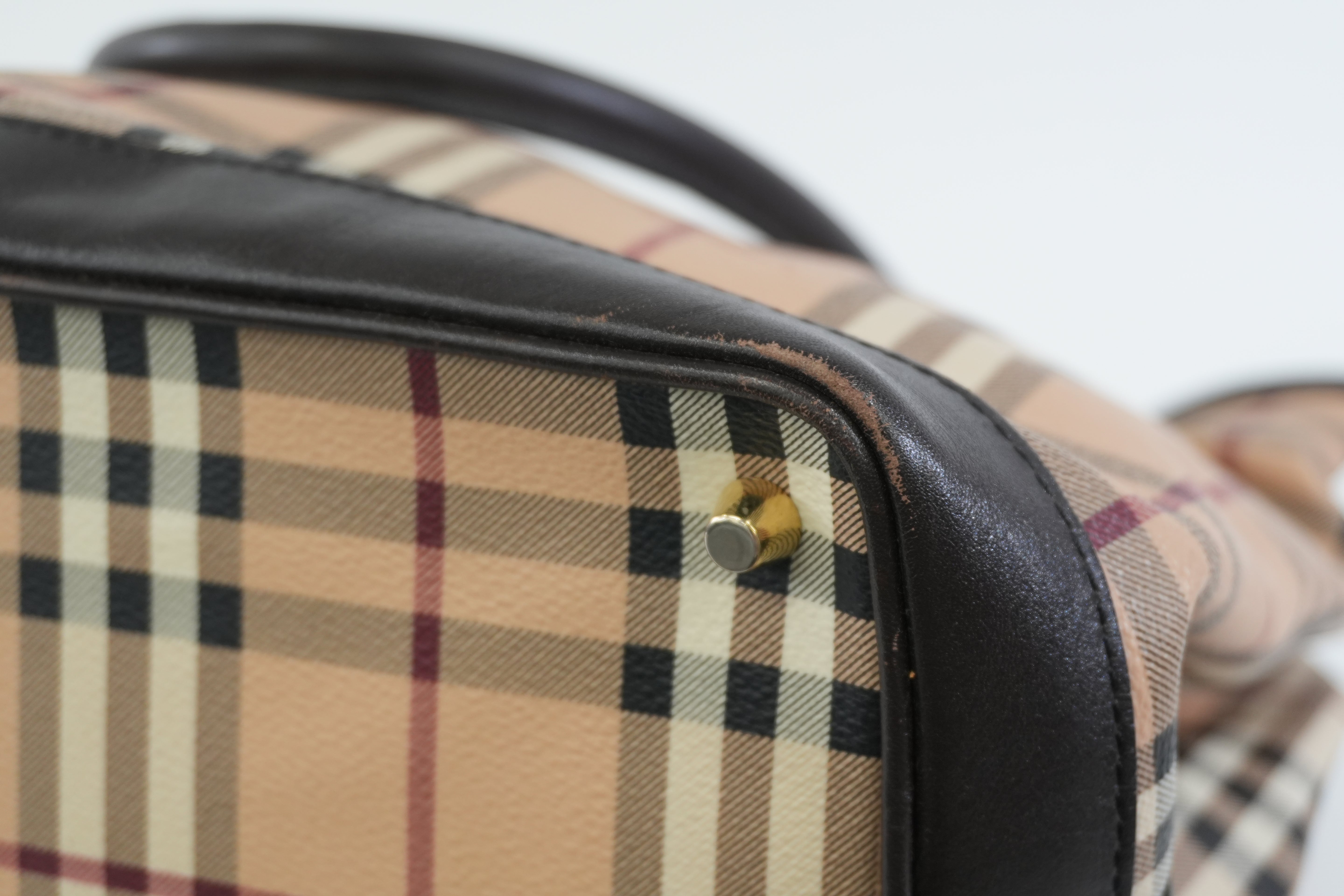 Pre-owned Burberry Haymarket Check Golderton Tote Bag Beige