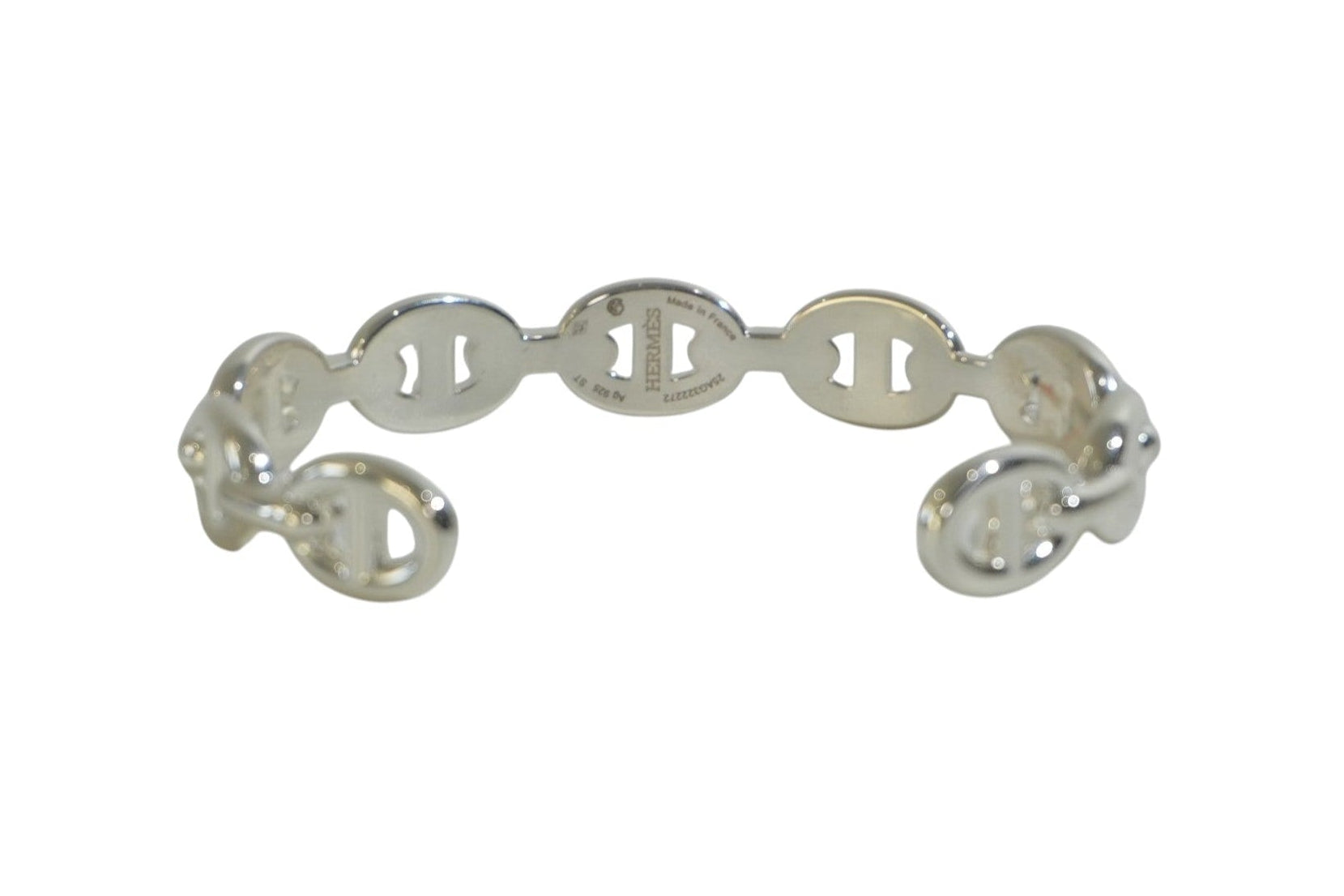 Pre-owned Hermes Chain d'Ancre Bangle Silver tone