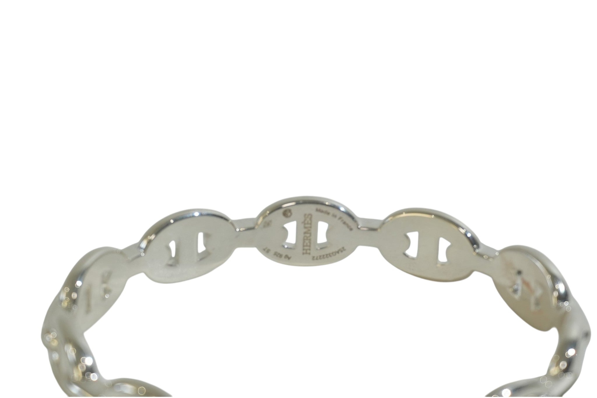 Pre-owned Hermes Chain d'Ancre Bangle Silver tone