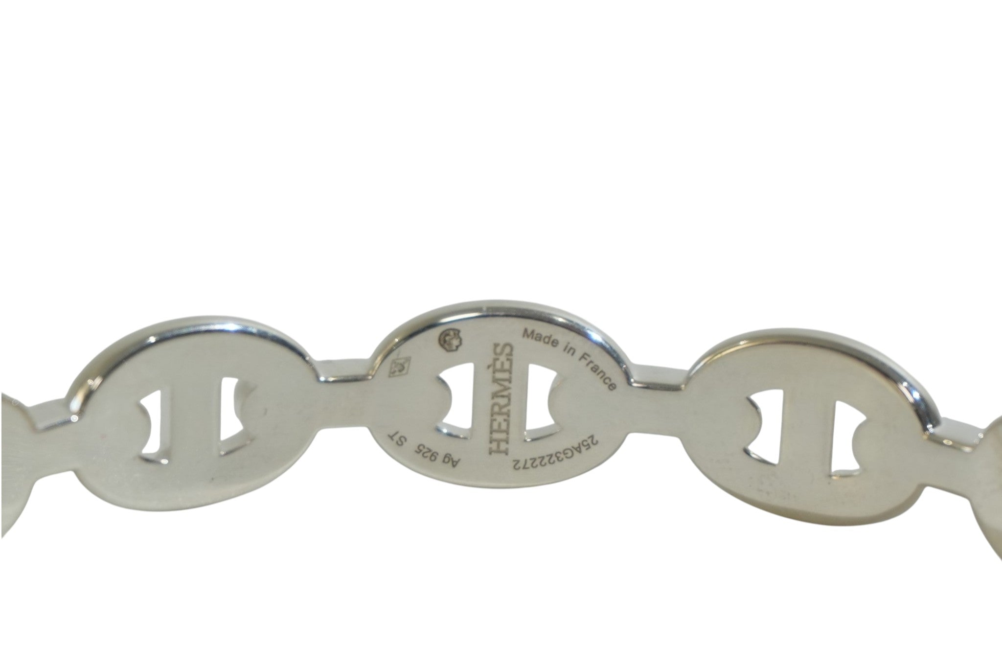 Pre-owned Hermes Chain d'Ancre Bangle Silver tone