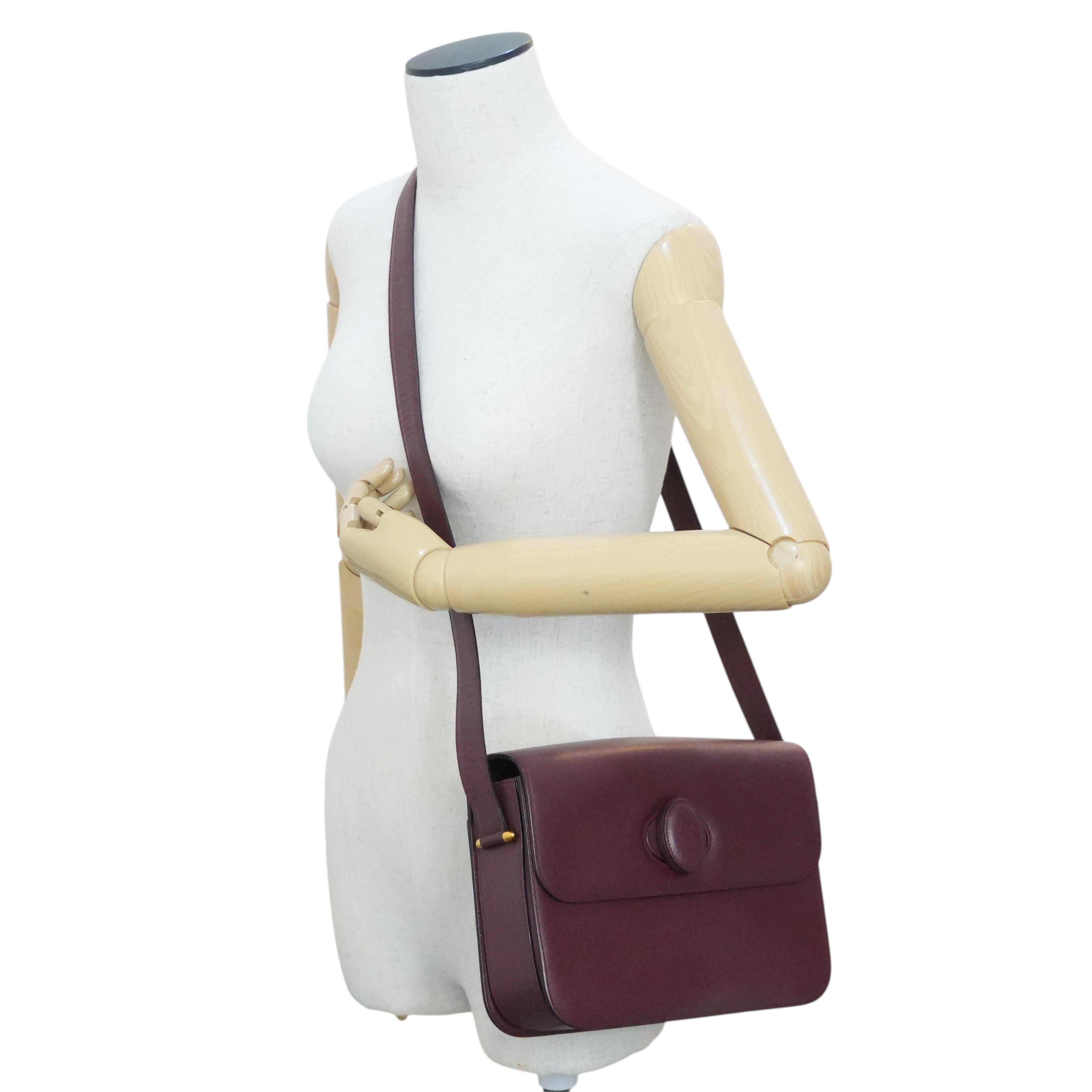 Pre-owned Cartier Must De Cartier Crossbody Bag Burgundy