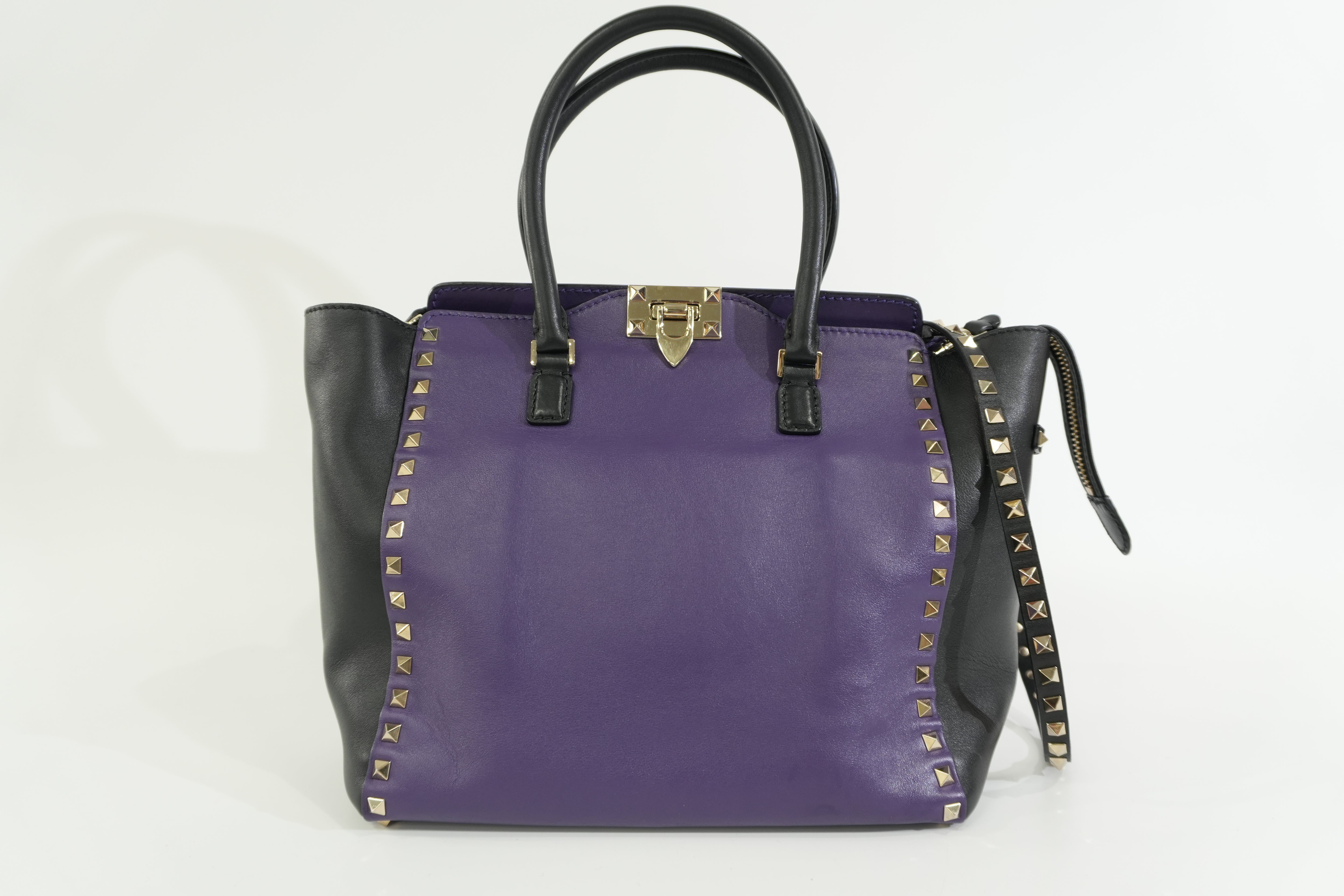 Pre-owned Valentino Two Way Studded Shoulder Bag Purple