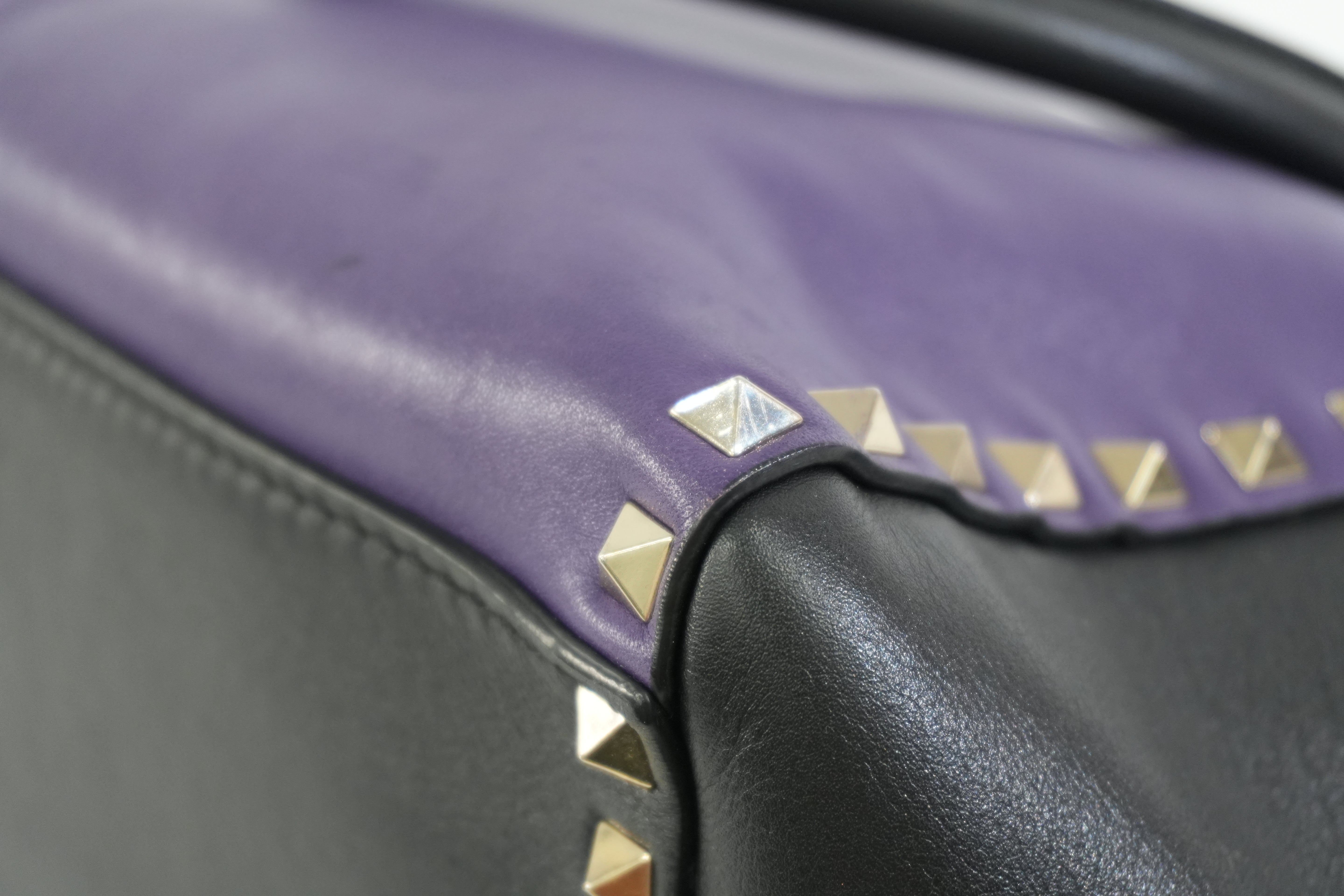 Pre-owned Valentino Two Way Studded Shoulder Bag Purple