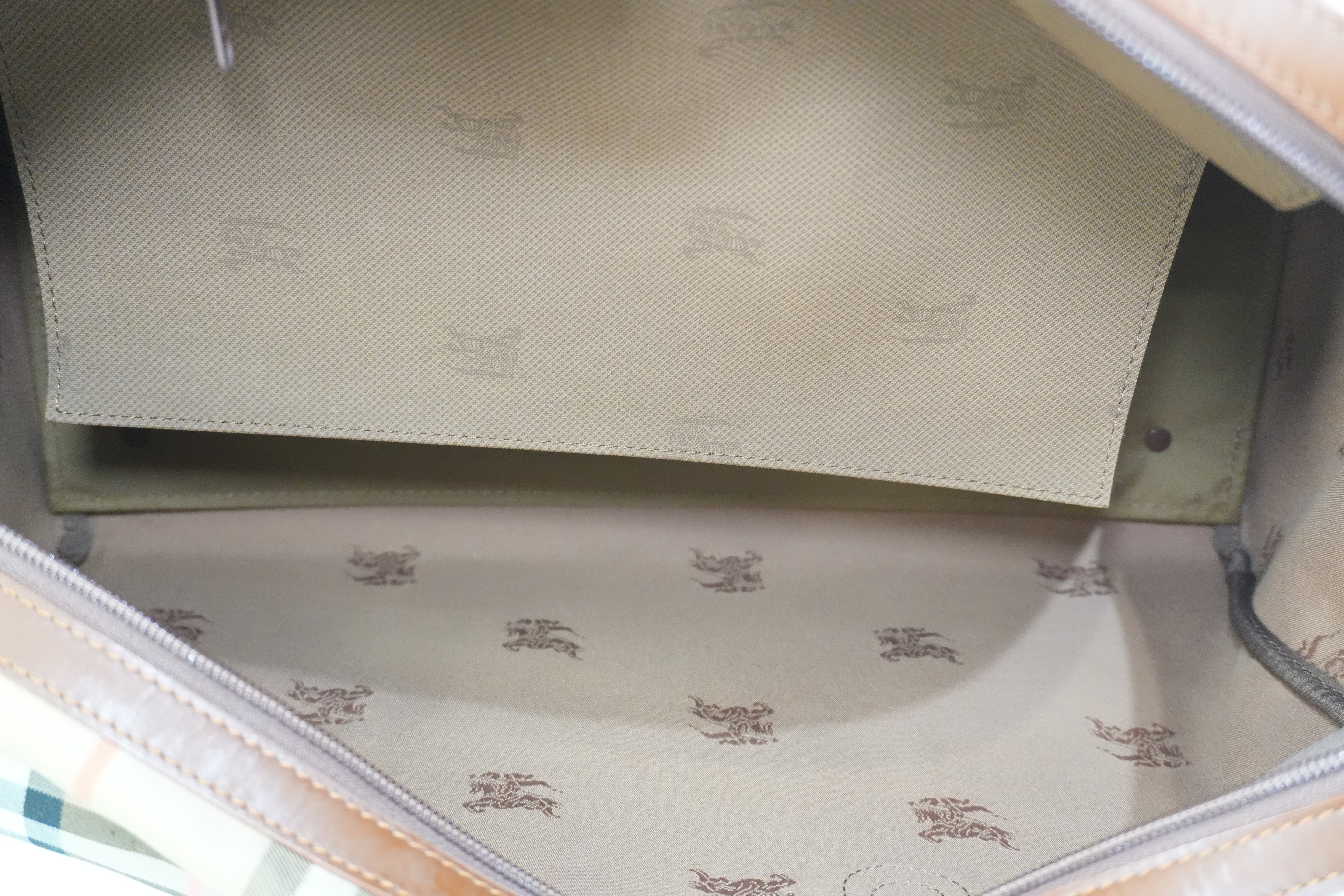Pre-owned Burberry Haymarket Duffle Bag Brown