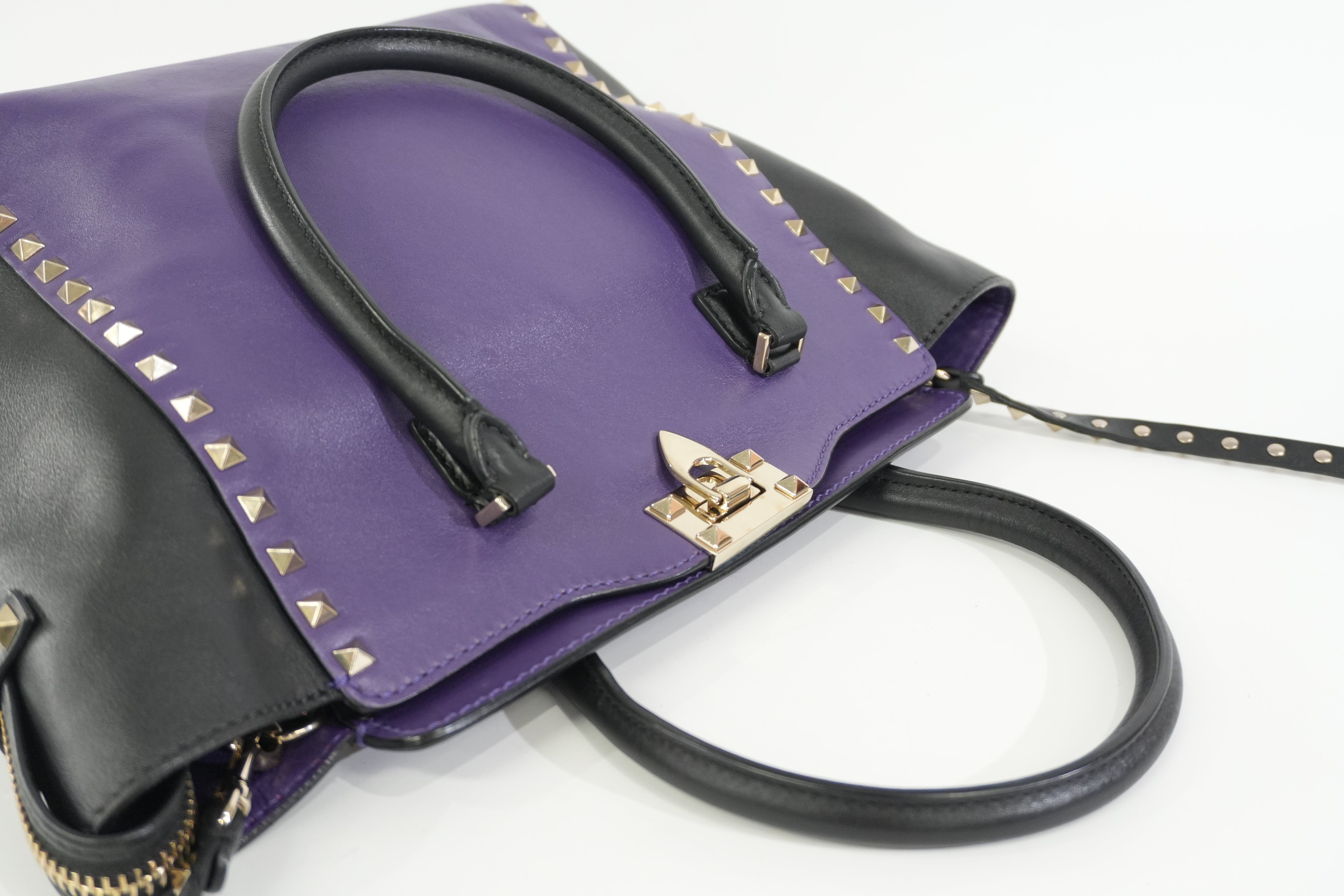 Pre-owned Valentino Two Way Studded Shoulder Bag Purple