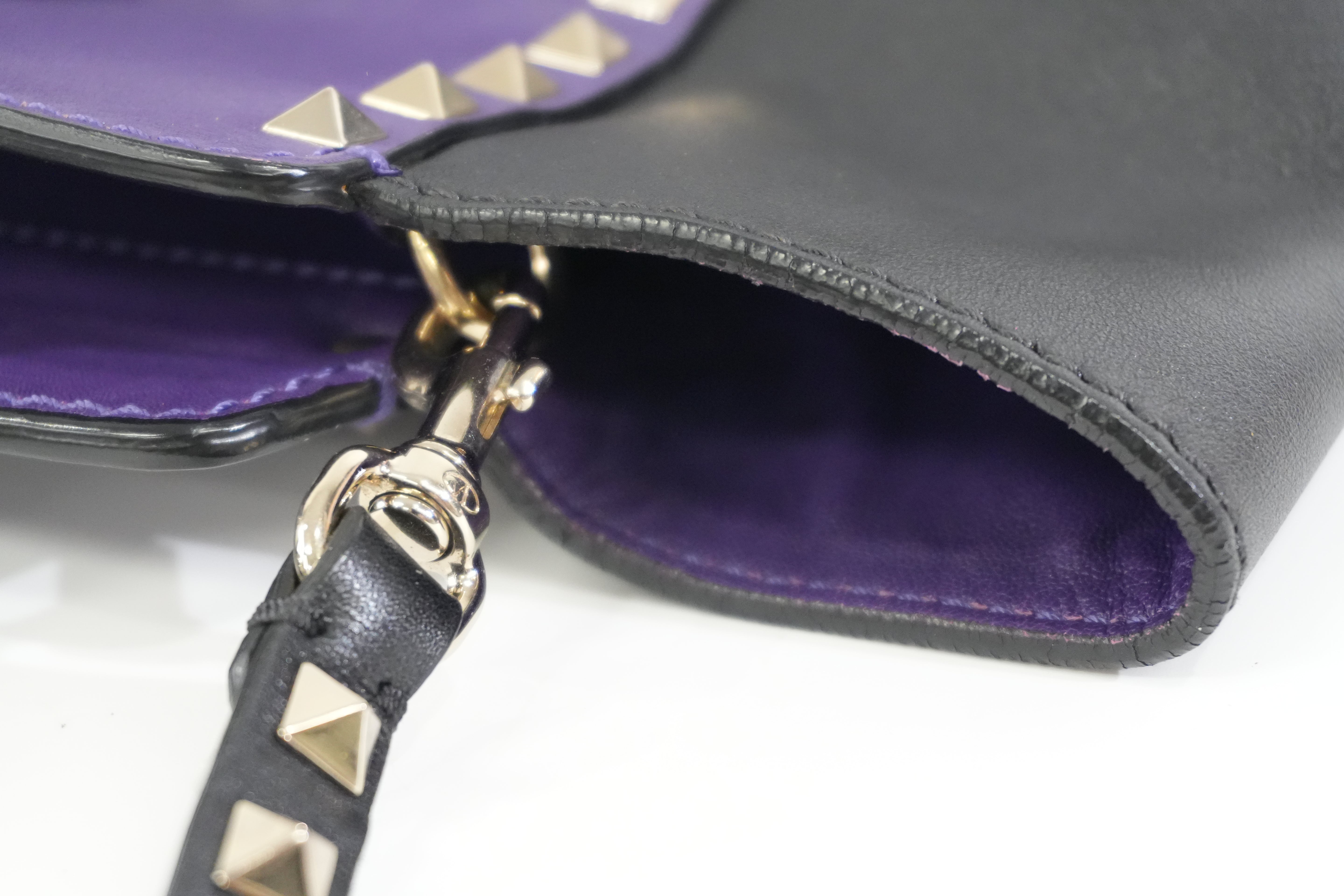 Pre-owned Valentino Two Way Studded Shoulder Bag Purple