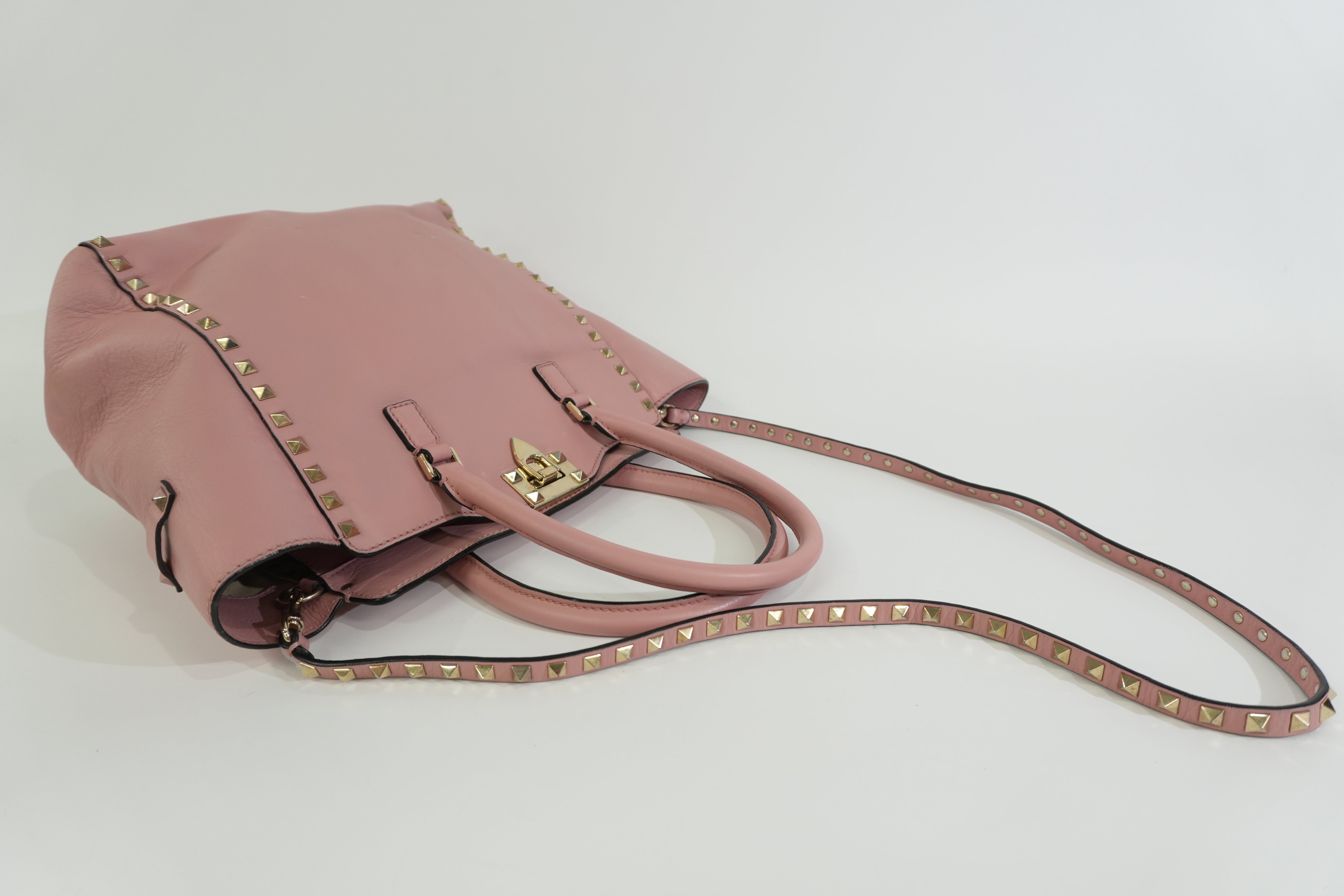 Pre-owned Valentino Two Way Studded Shoulder Bag Pink