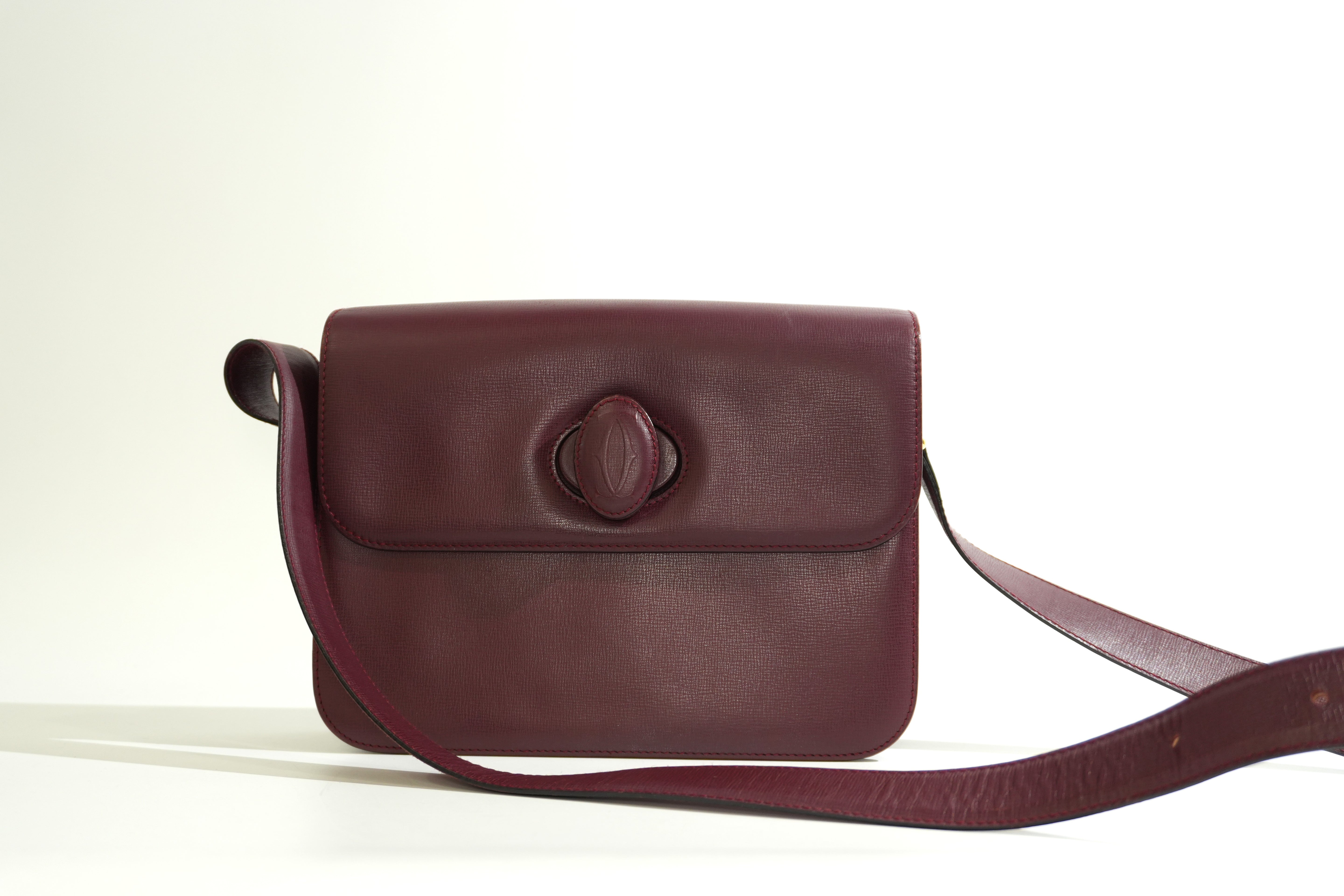 Pre-owned Cartier Must De Cartier Crossbody Bag Burgundy