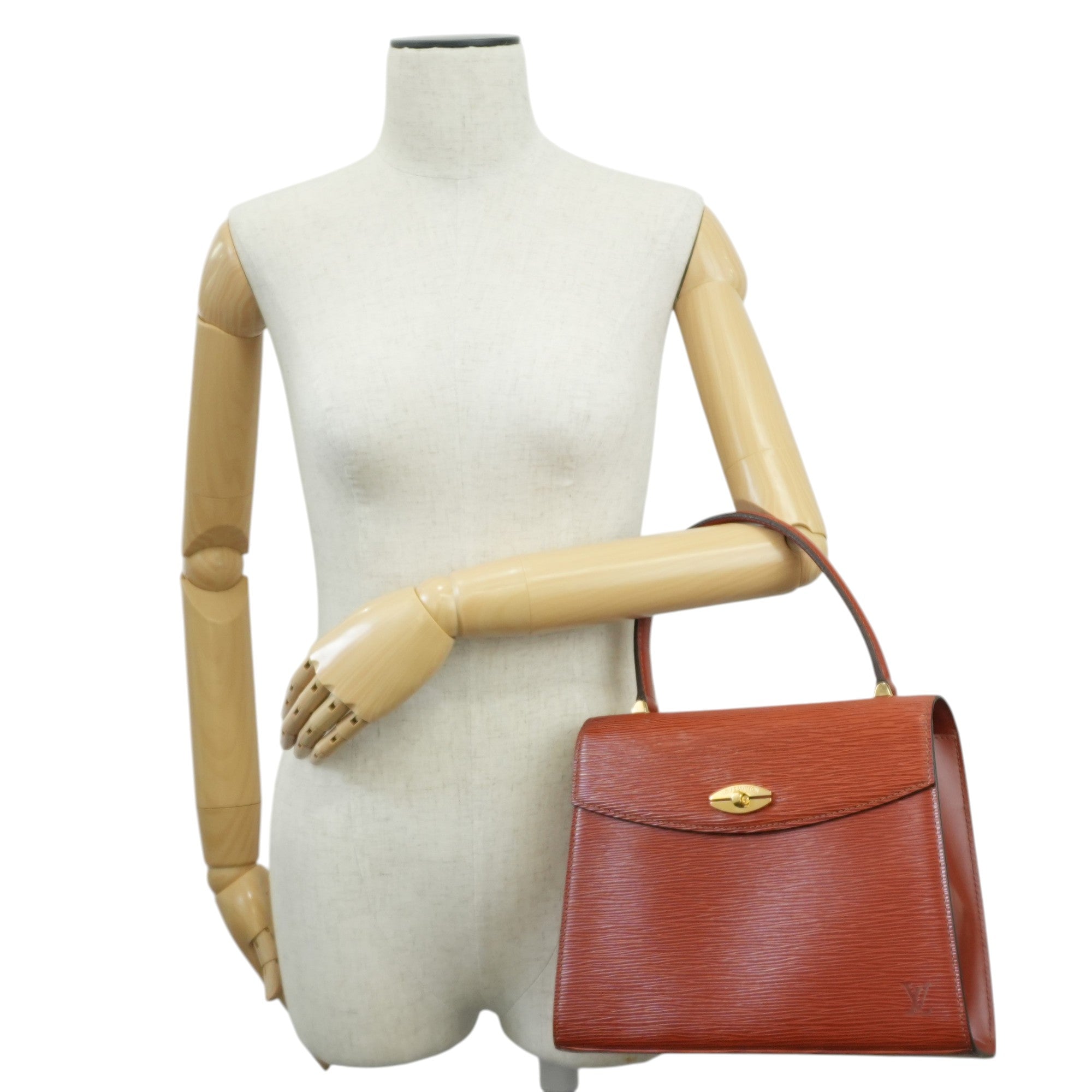 Louis Vuitton Malesherbe Handbag Epi Kenya Brown Used