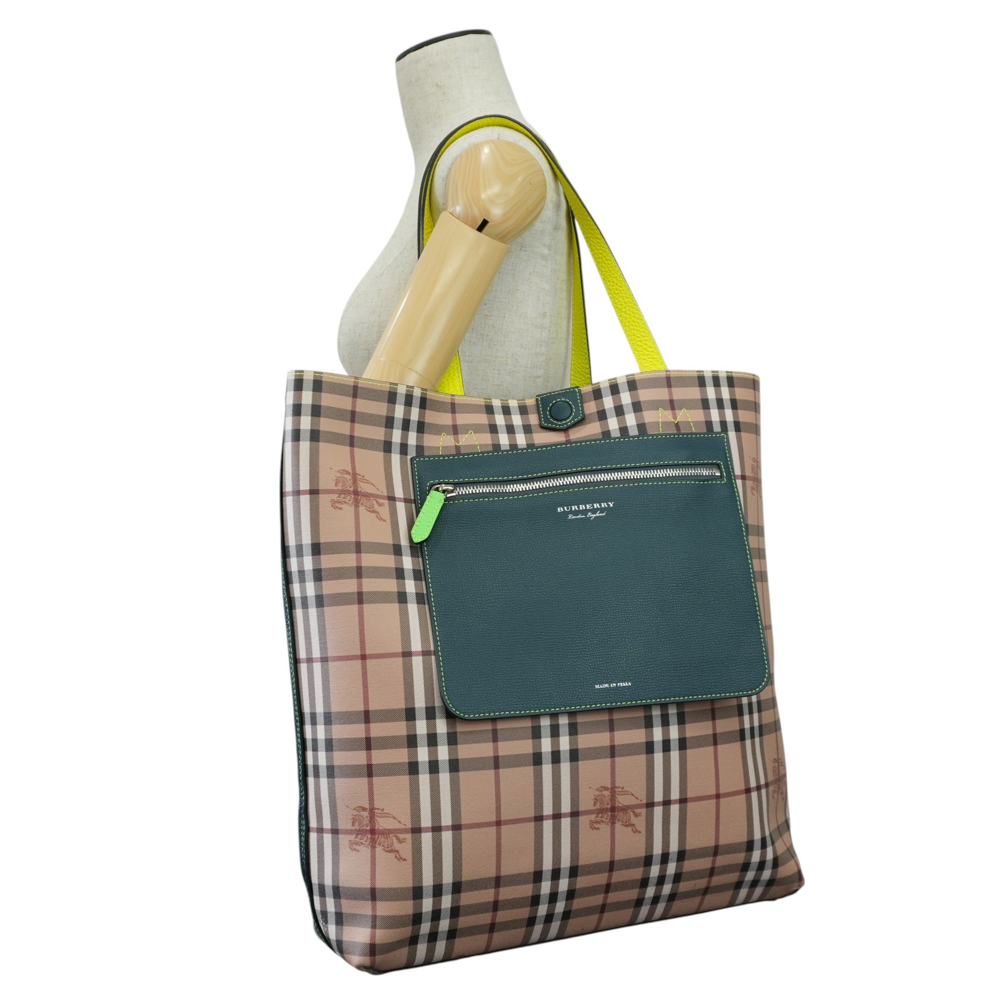 Burberry Reversible Tote Bag Brown and Green Used