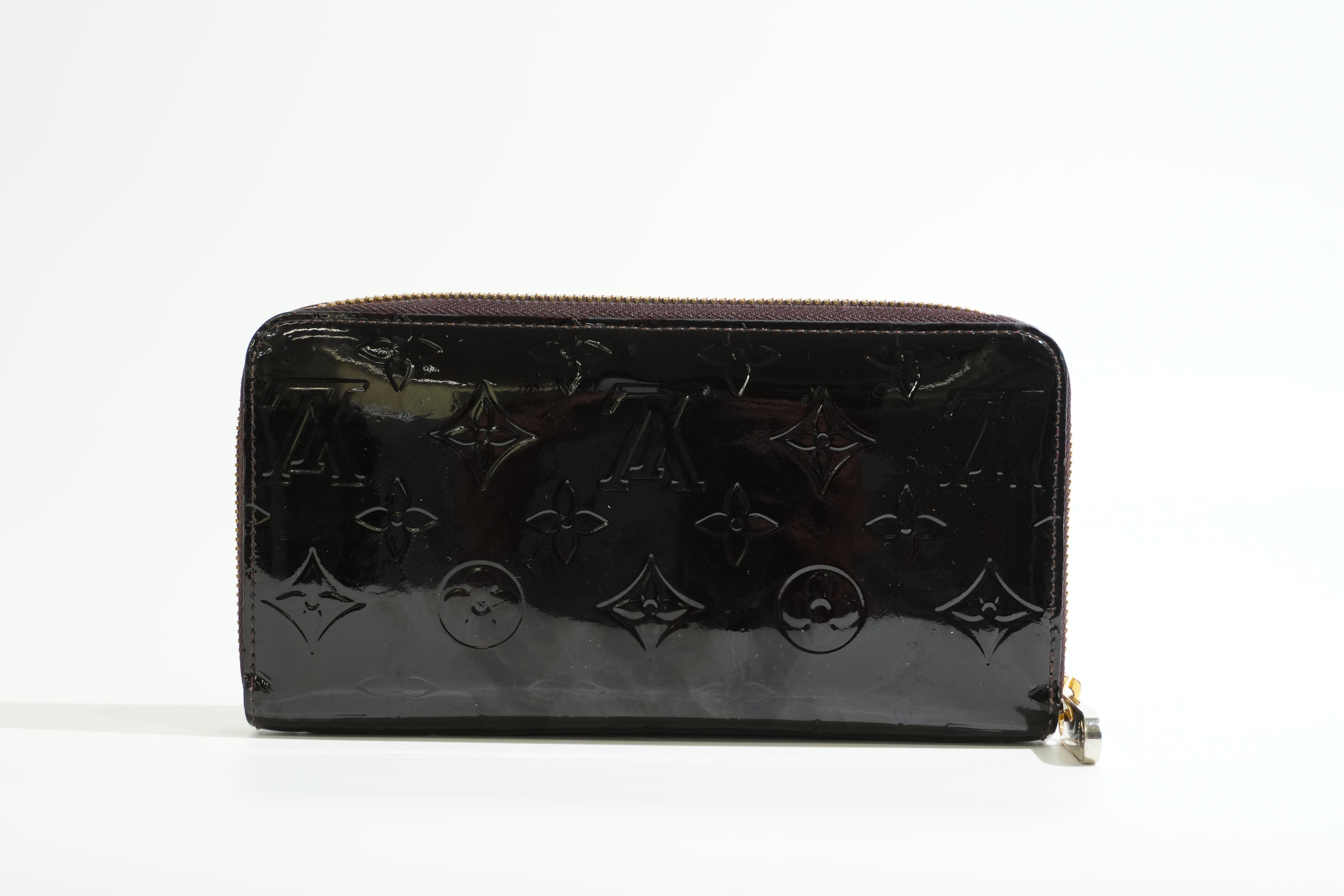 Pre-owned Louis Vuitton Vernis Zippy Long Wallet Amarante