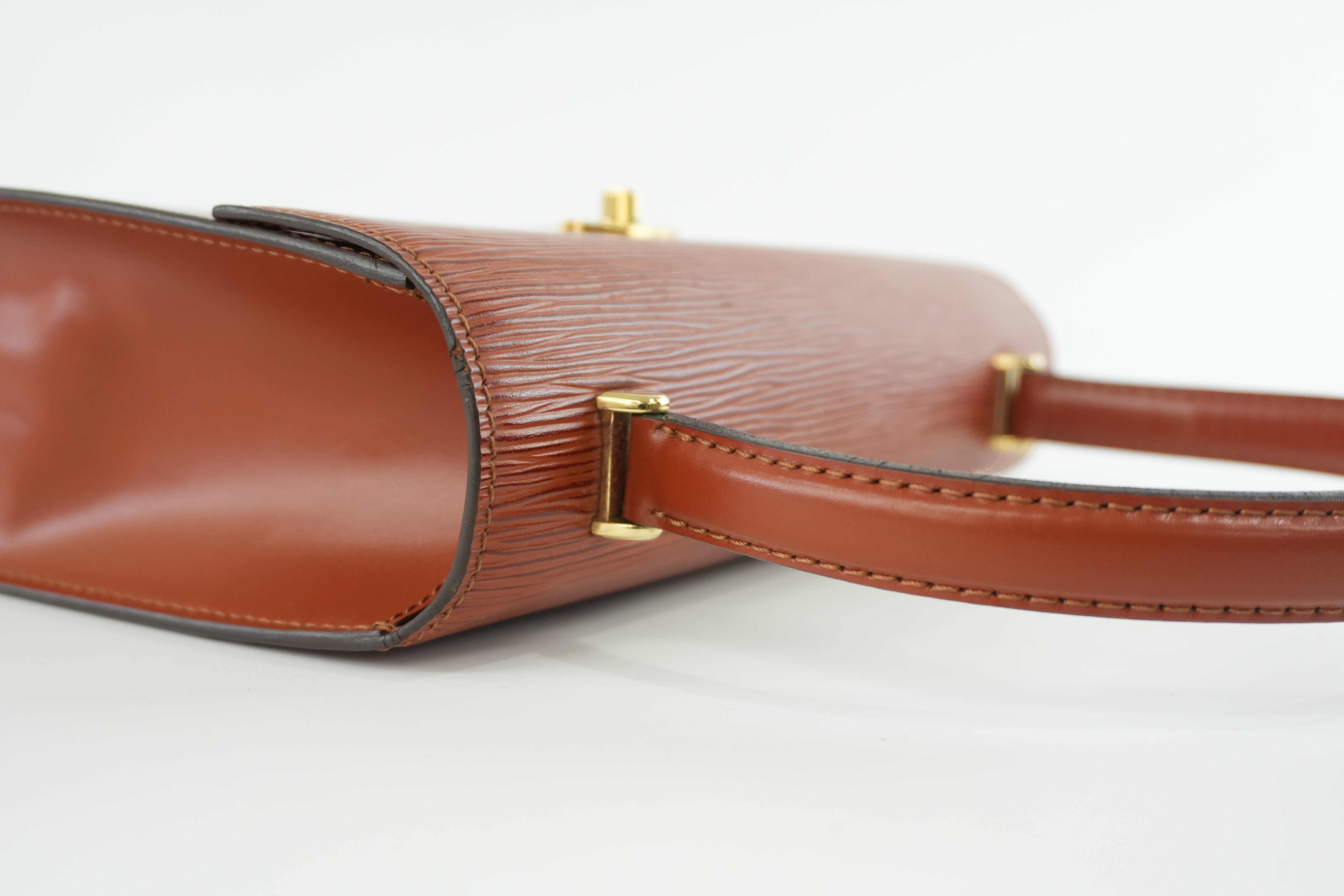 Louis Vuitton Malesherbe Handbag Epi Kenya Brown Used