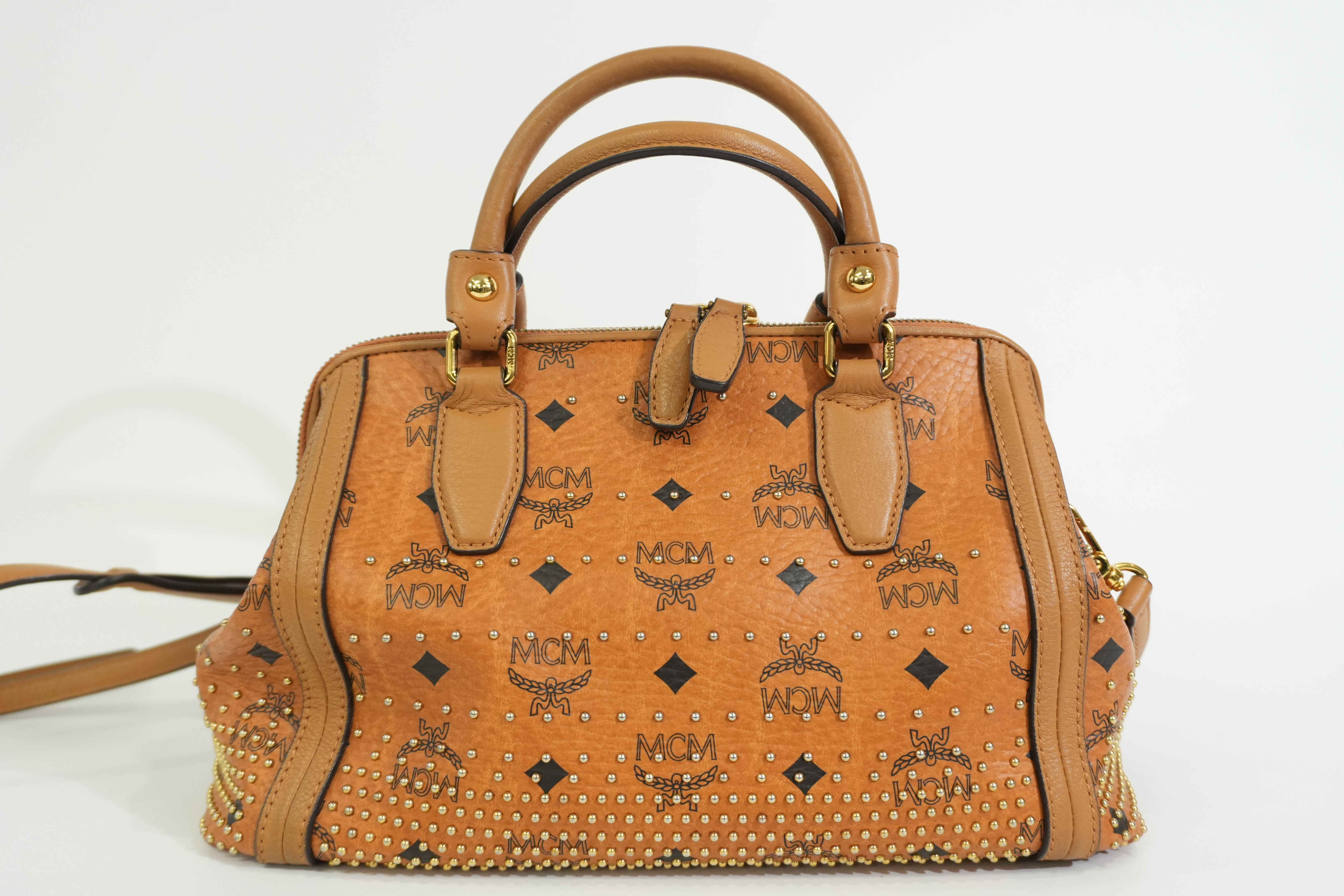 Pre-owned MCM Two Way Boston Bag Cognac