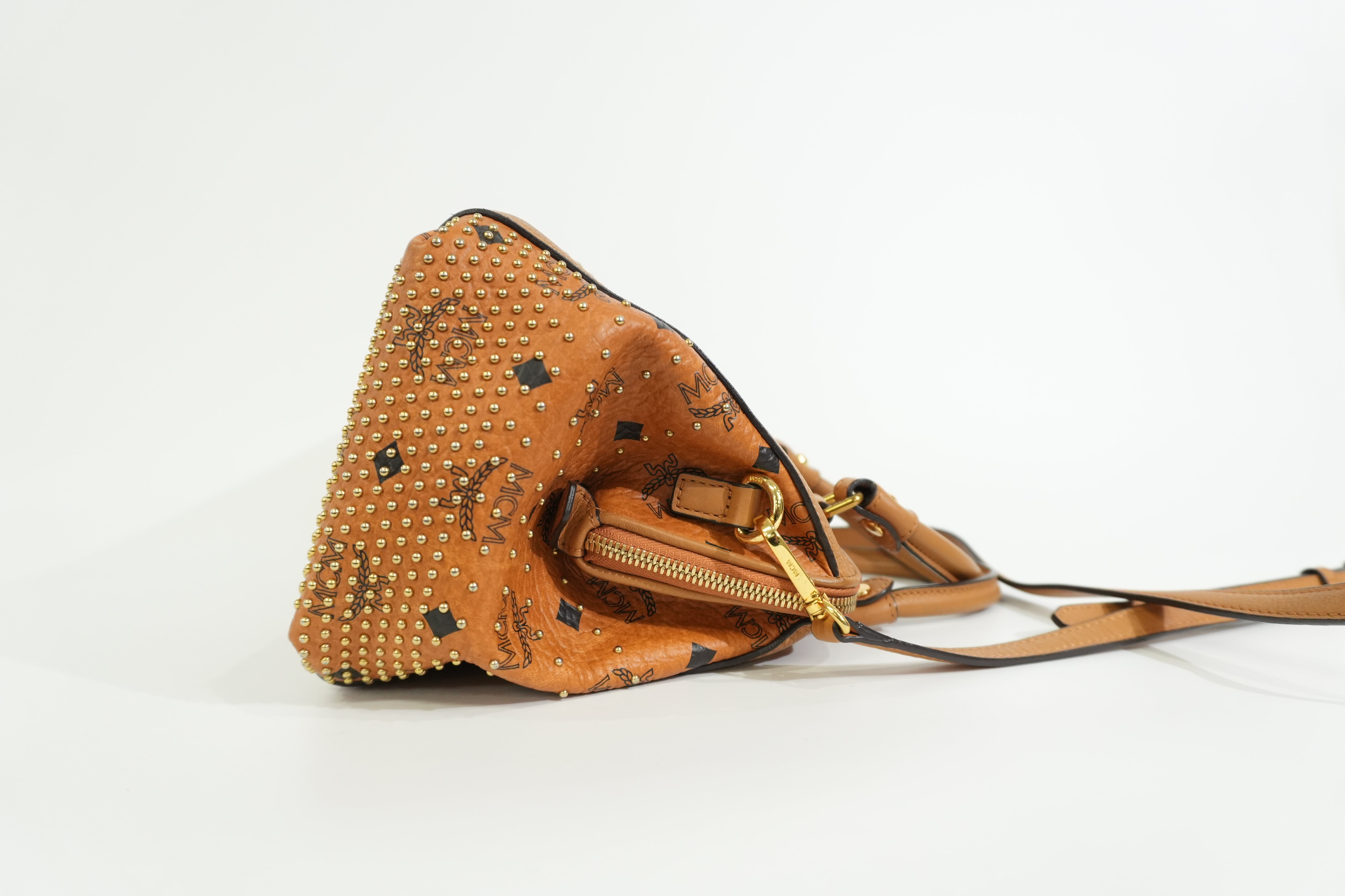 Pre-owned MCM Two Way Boston Bag Cognac