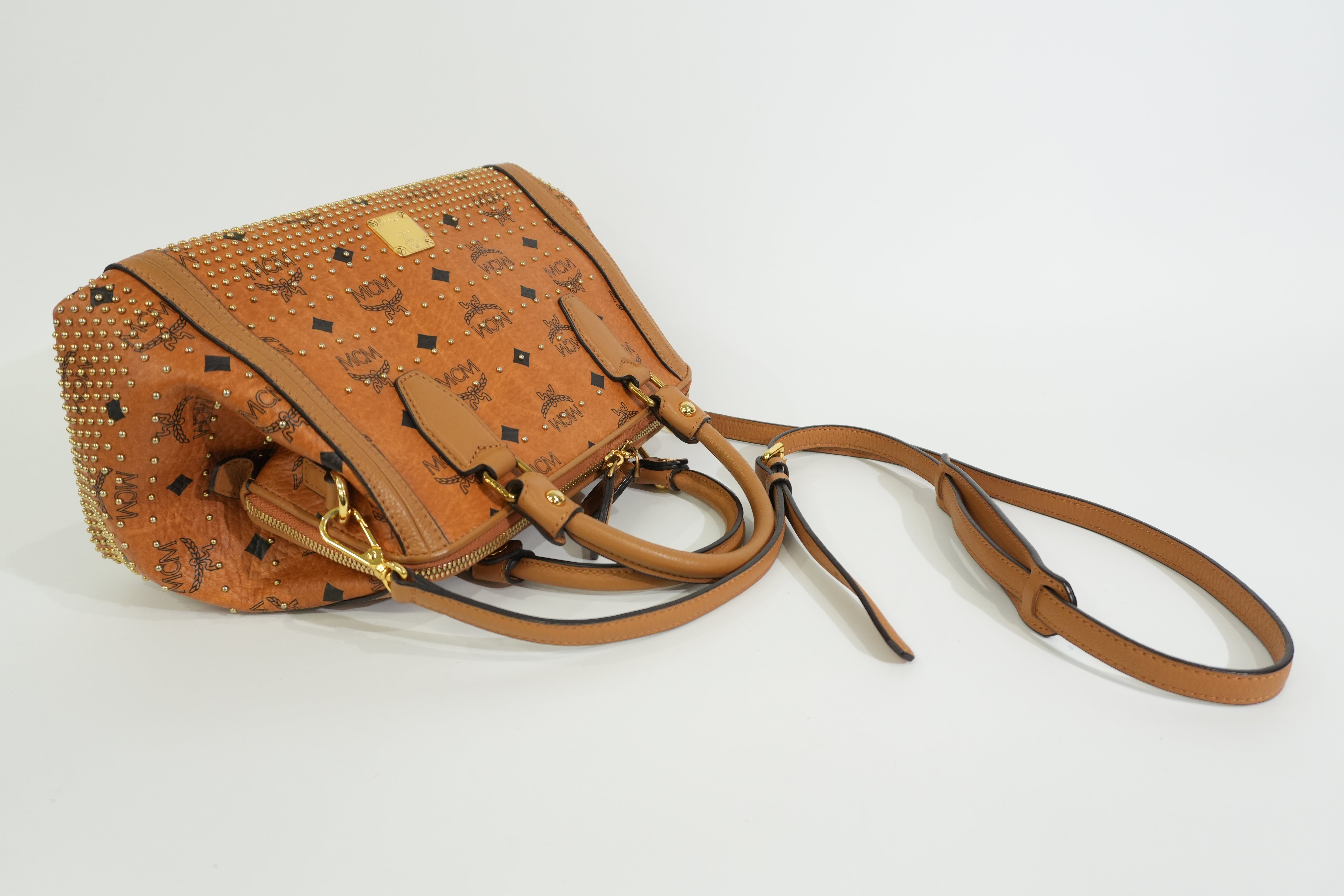 Pre-owned MCM Two Way Boston Bag Cognac