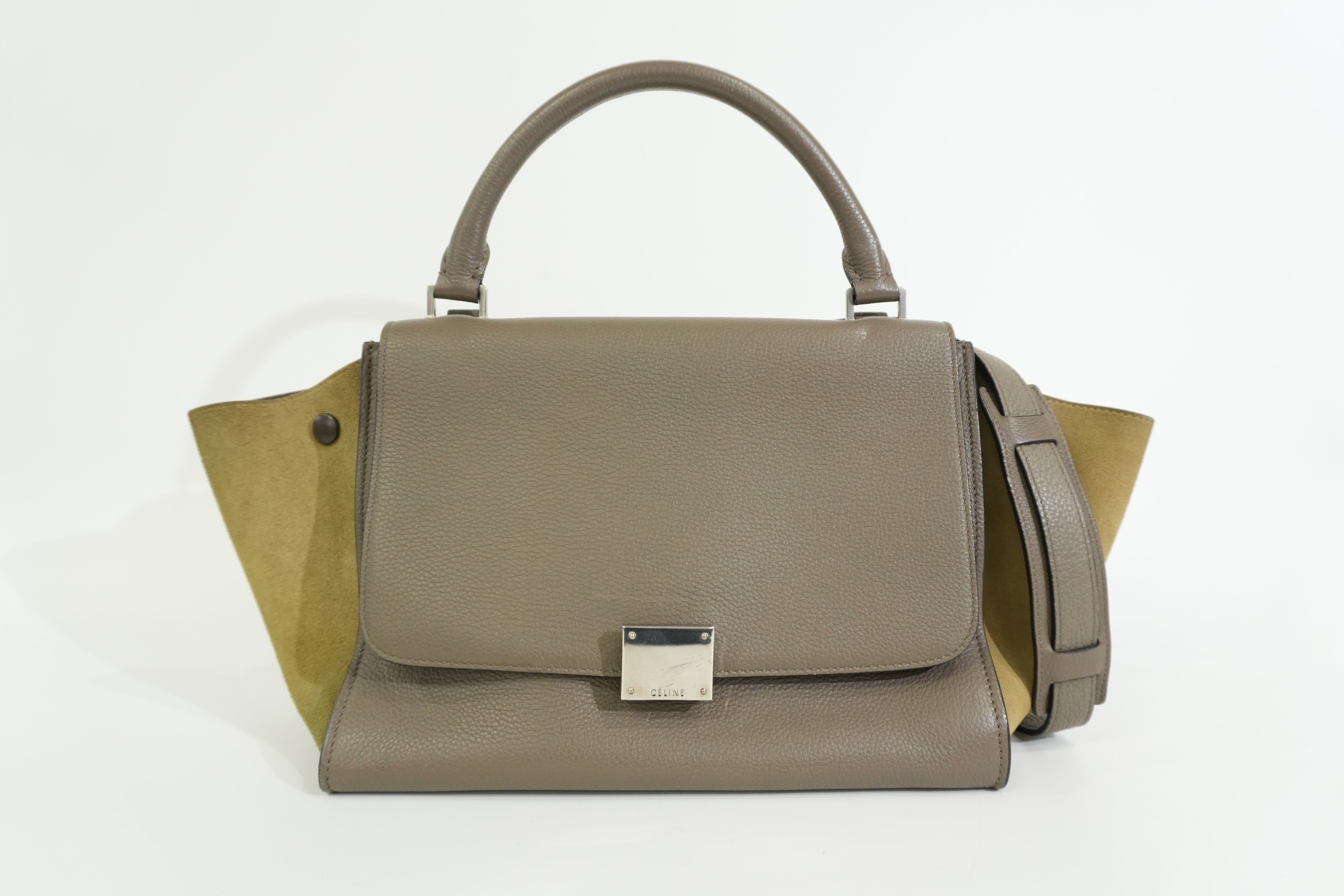 Pre-owned Celine Trapeze Two Way Shoulder Bag Taupe Gray