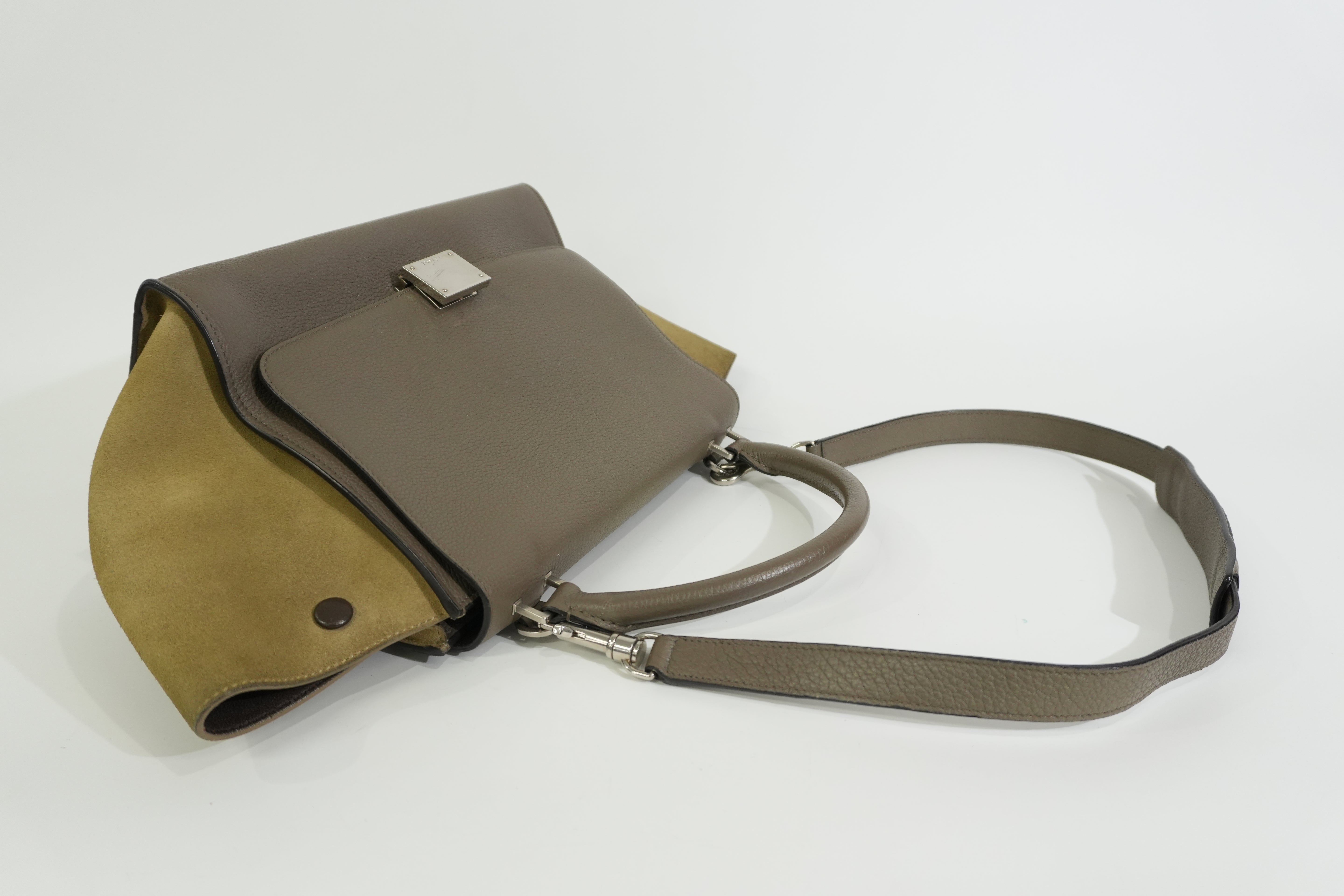 Pre-owned Celine Trapeze Two Way Shoulder Bag Taupe Gray