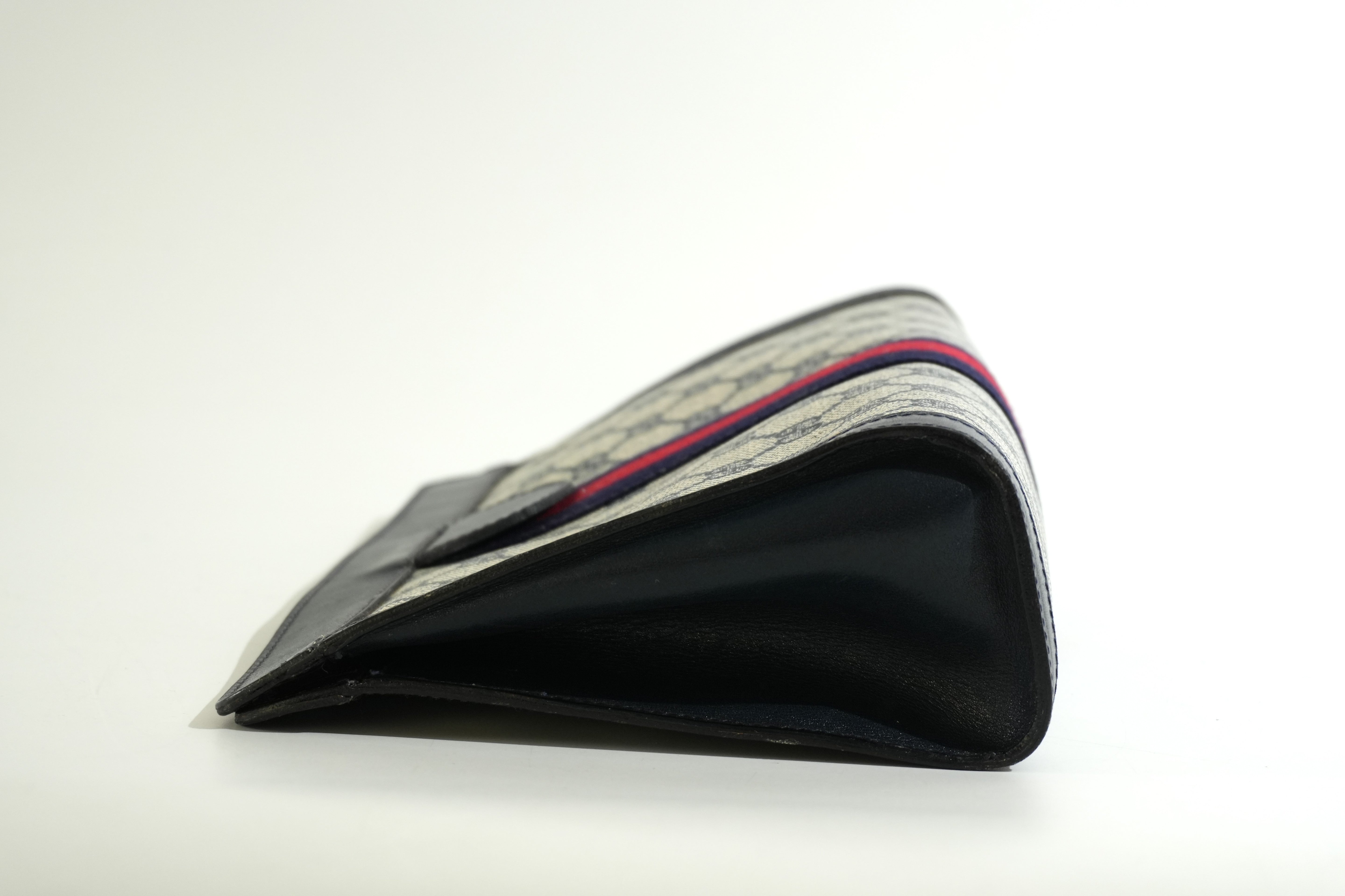 Pre-owned Gucci Ophidia Velcro Clutch Bag Navy Blue