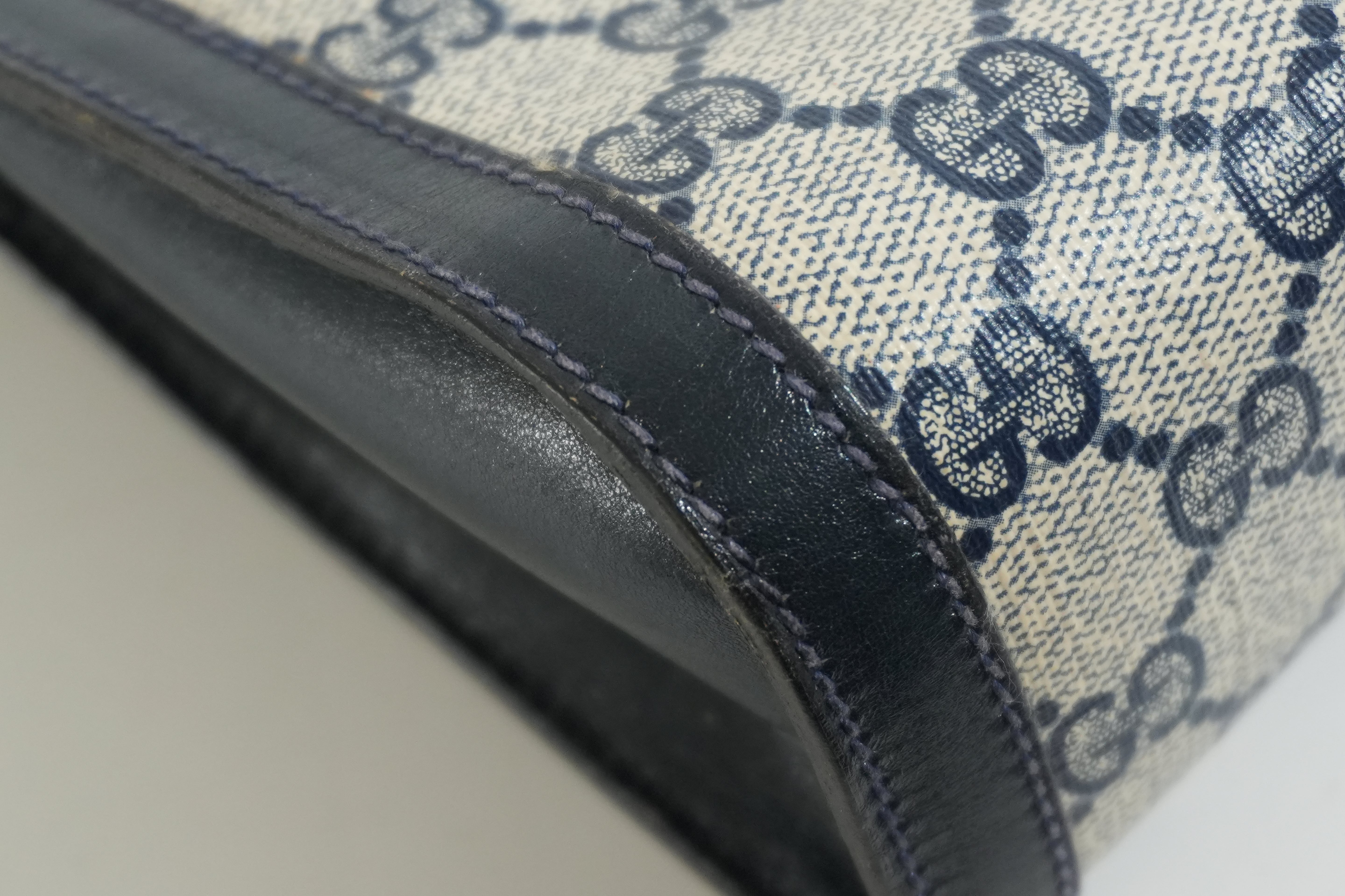 Pre-owned Gucci Ophidia Velcro Clutch Bag Navy Blue