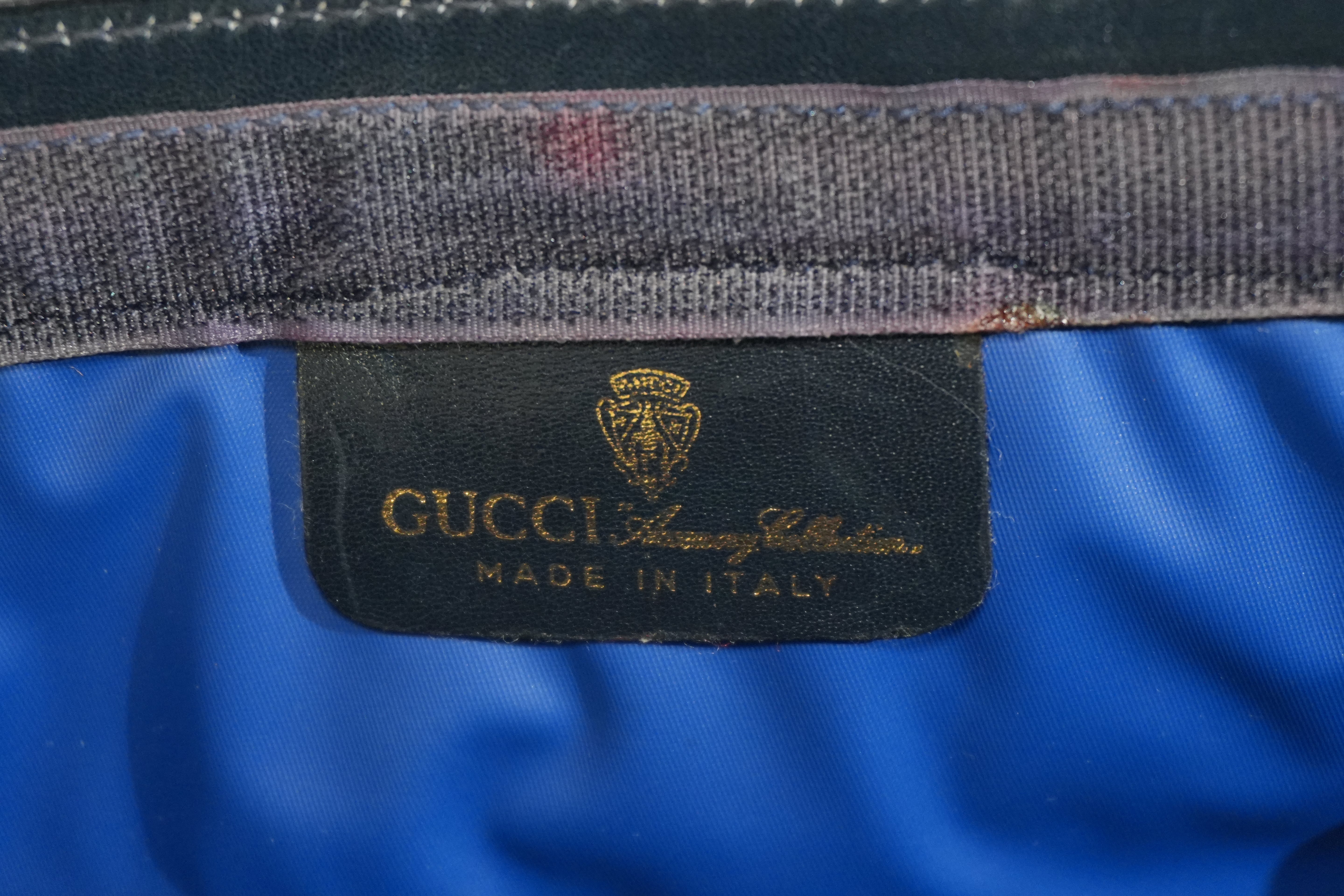 Pre-owned Gucci Ophidia Velcro Clutch Bag Navy Blue
