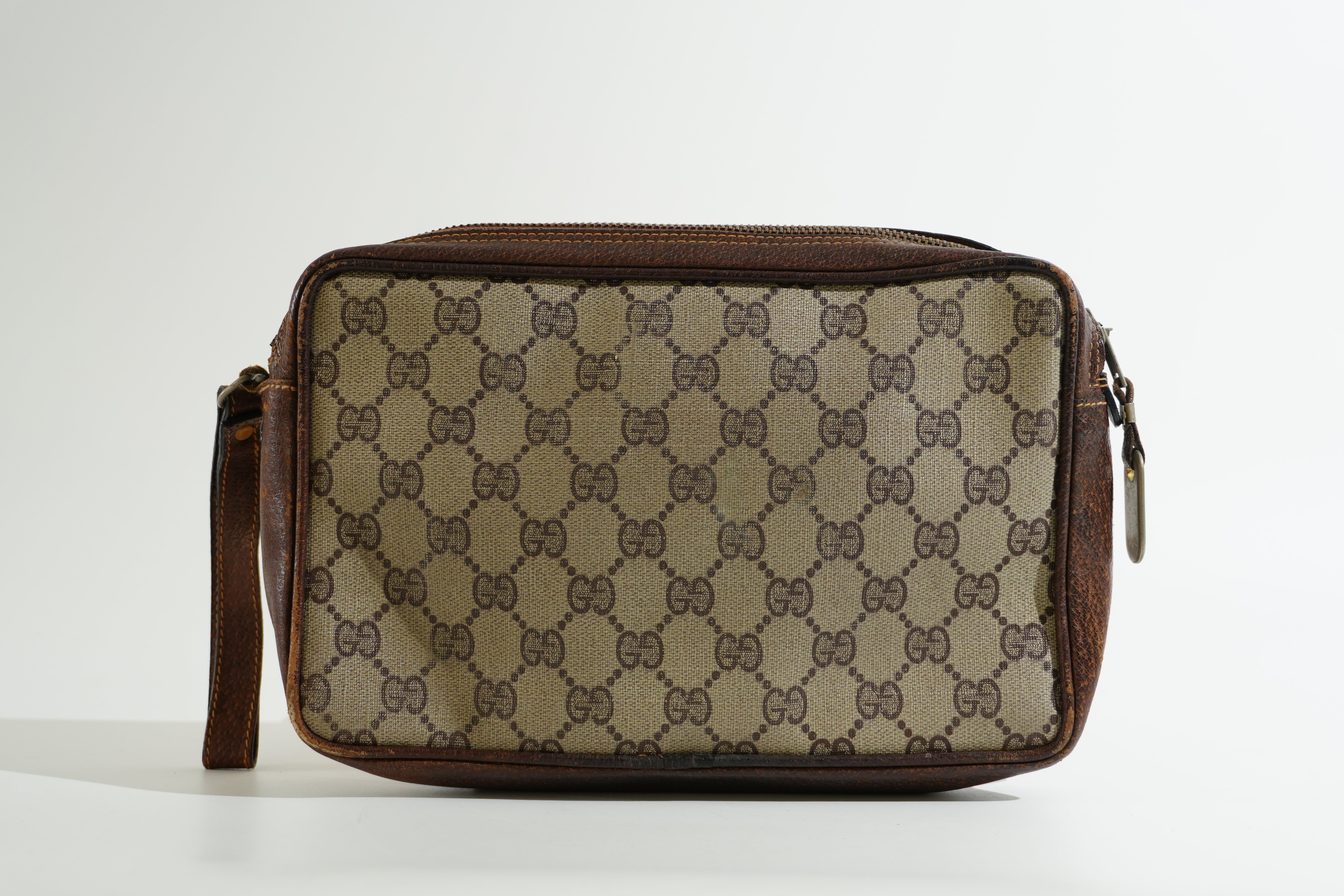 Pre-owned Gucci Guccisima Wrist Clutch Bag Brown
