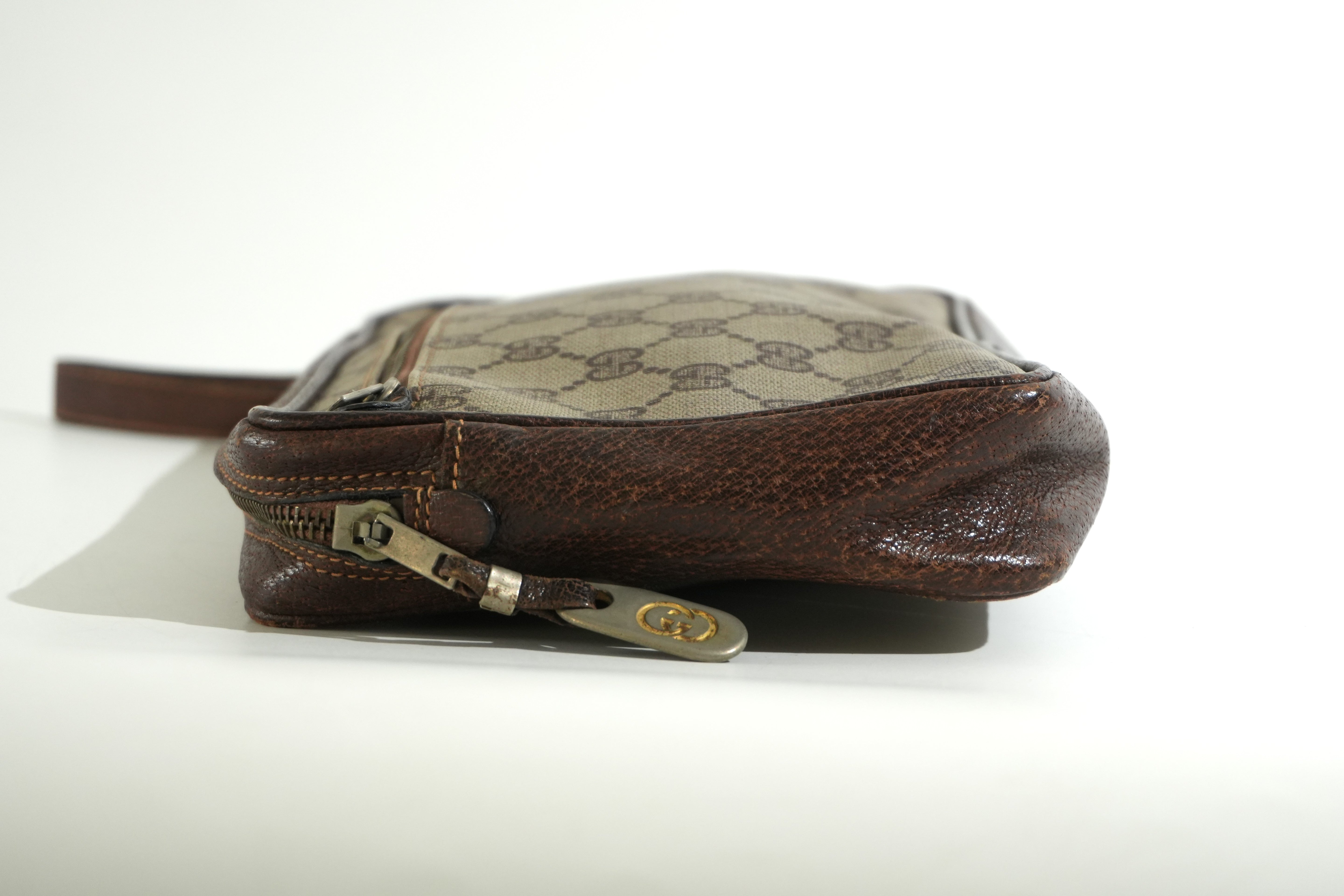 Pre-owned Gucci Guccisima Wrist Clutch Bag Brown