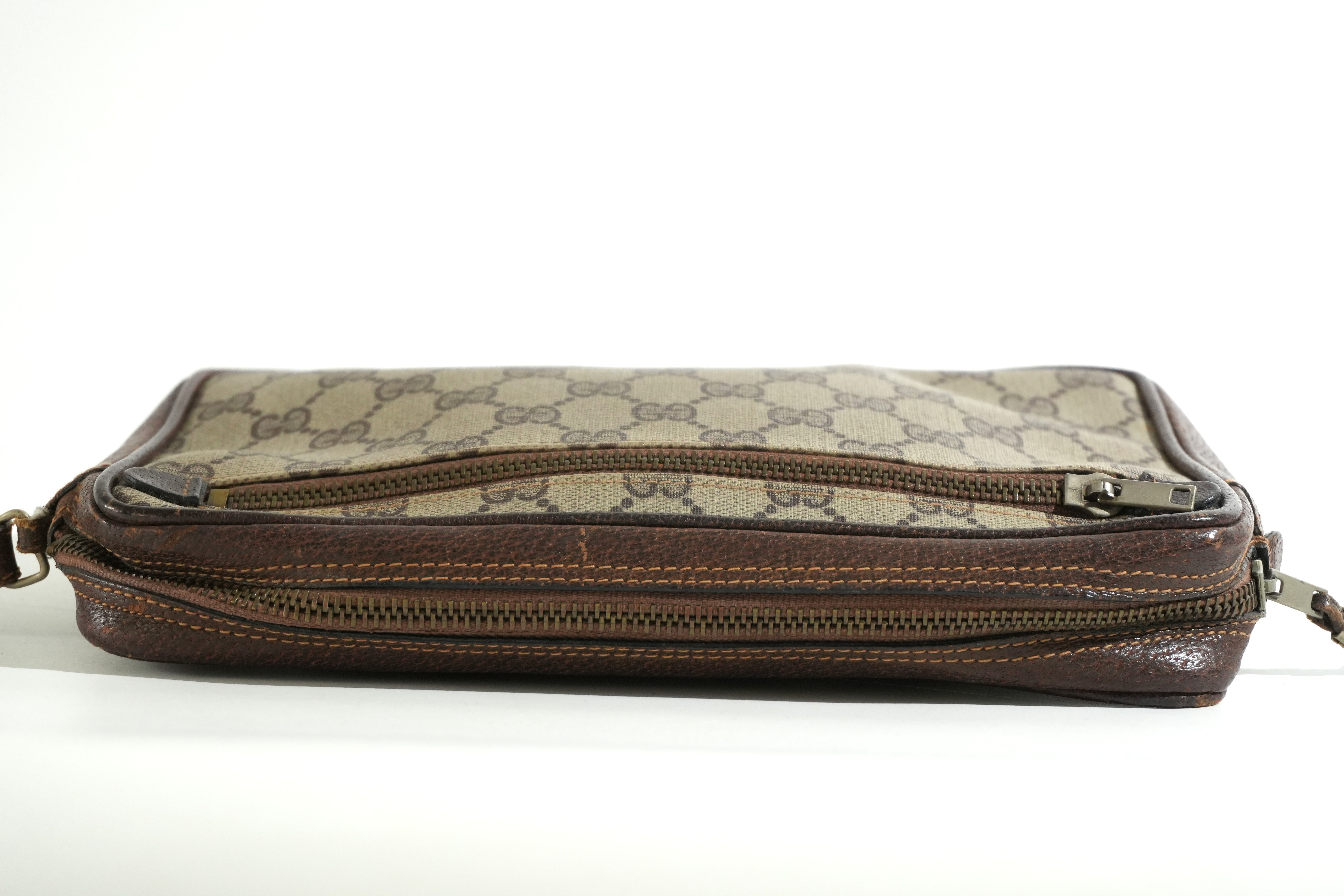 Pre-owned Gucci Guccisima Wrist Clutch Bag Brown