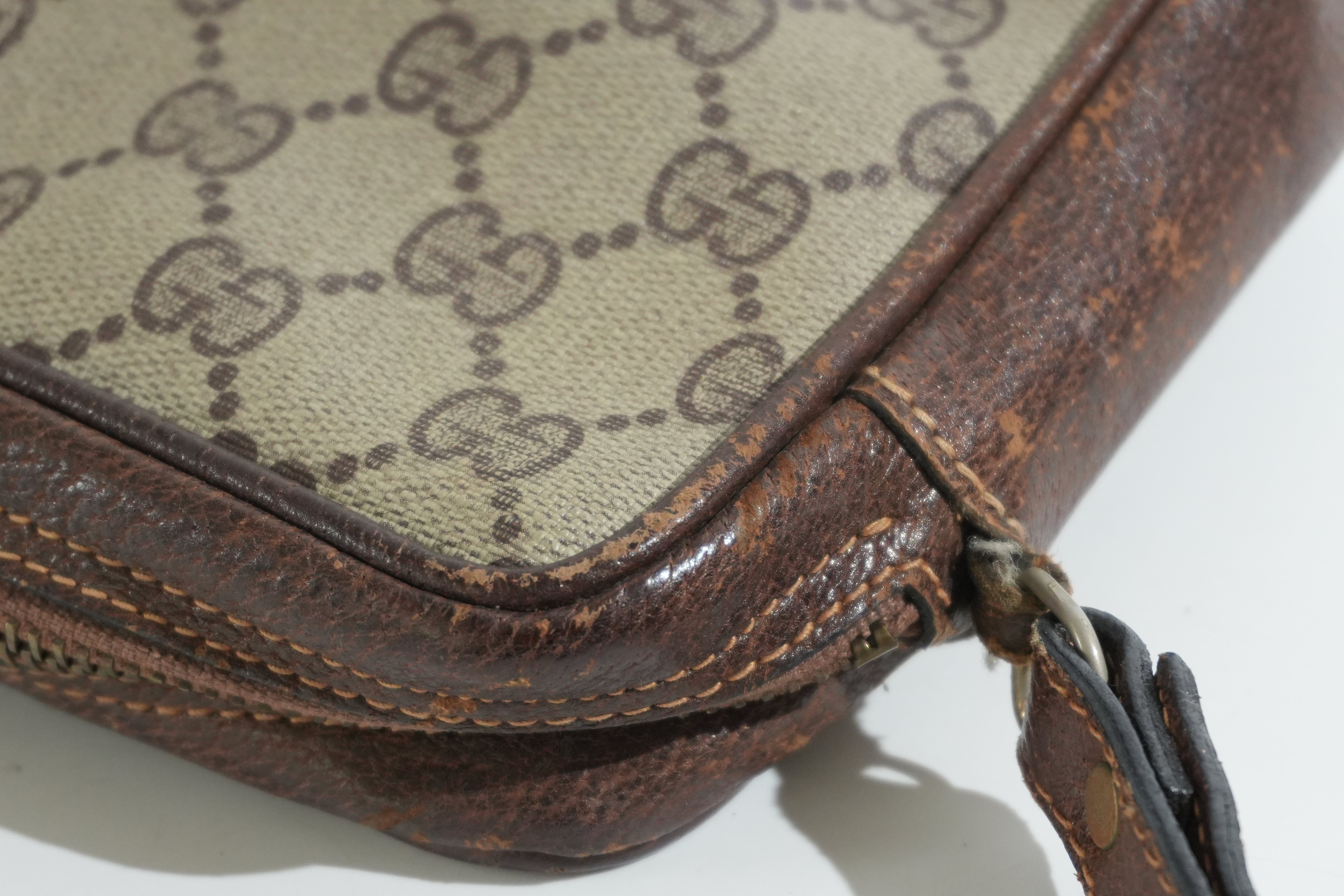 Pre-owned Gucci Guccisima Wrist Clutch Bag Brown