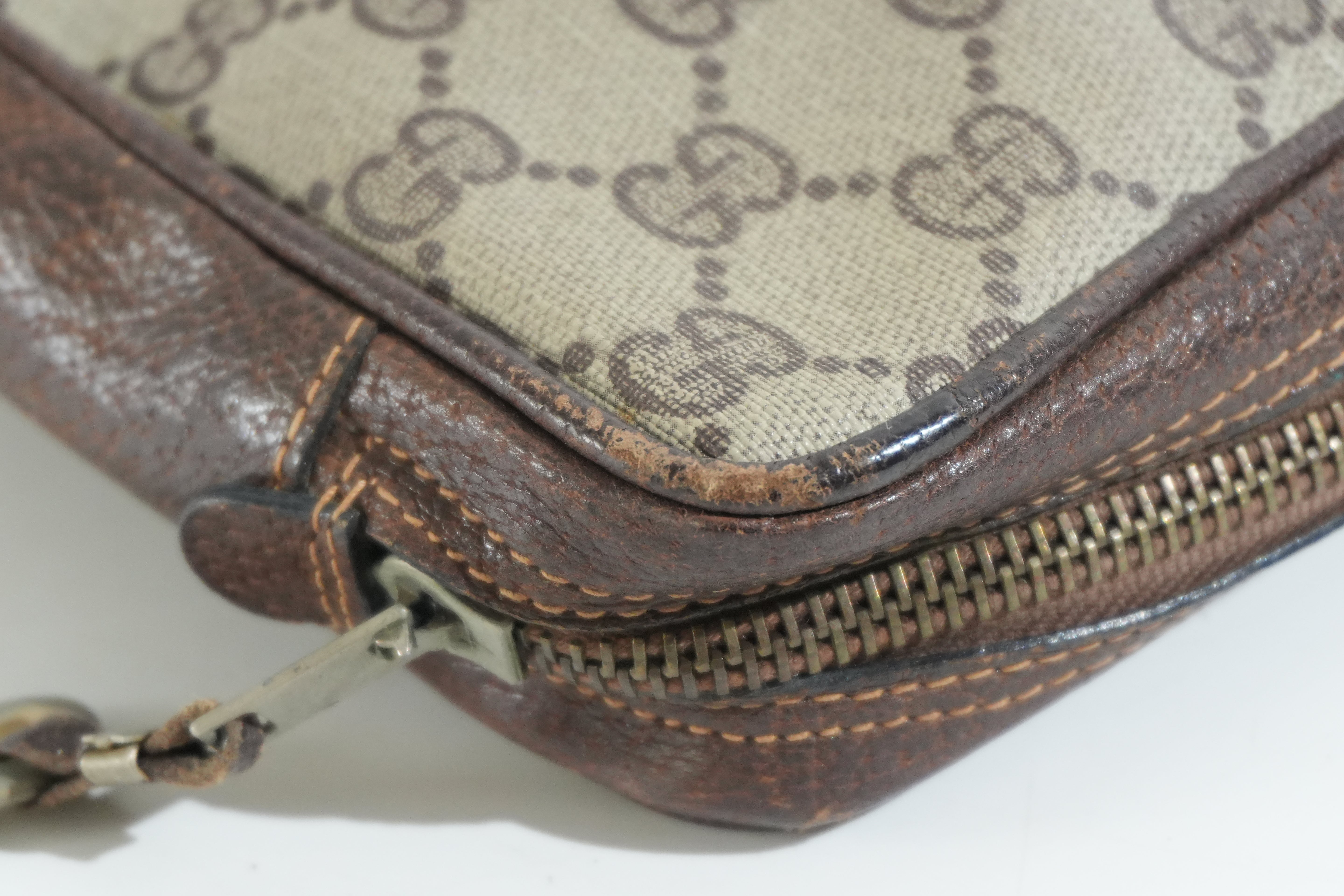 Pre-owned Gucci Guccisima Wrist Clutch Bag Brown