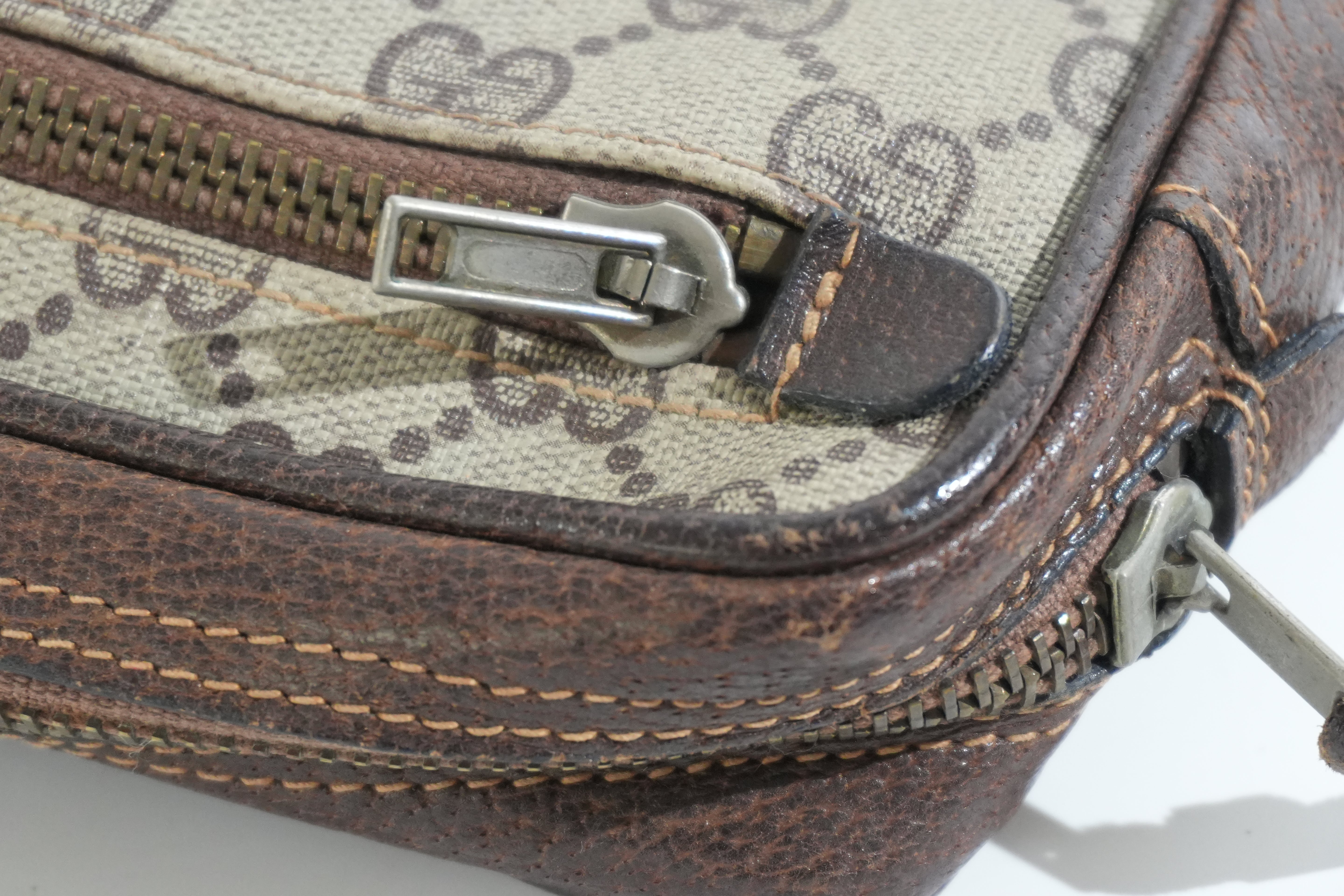 Pre-owned Gucci Guccisima Wrist Clutch Bag Brown
