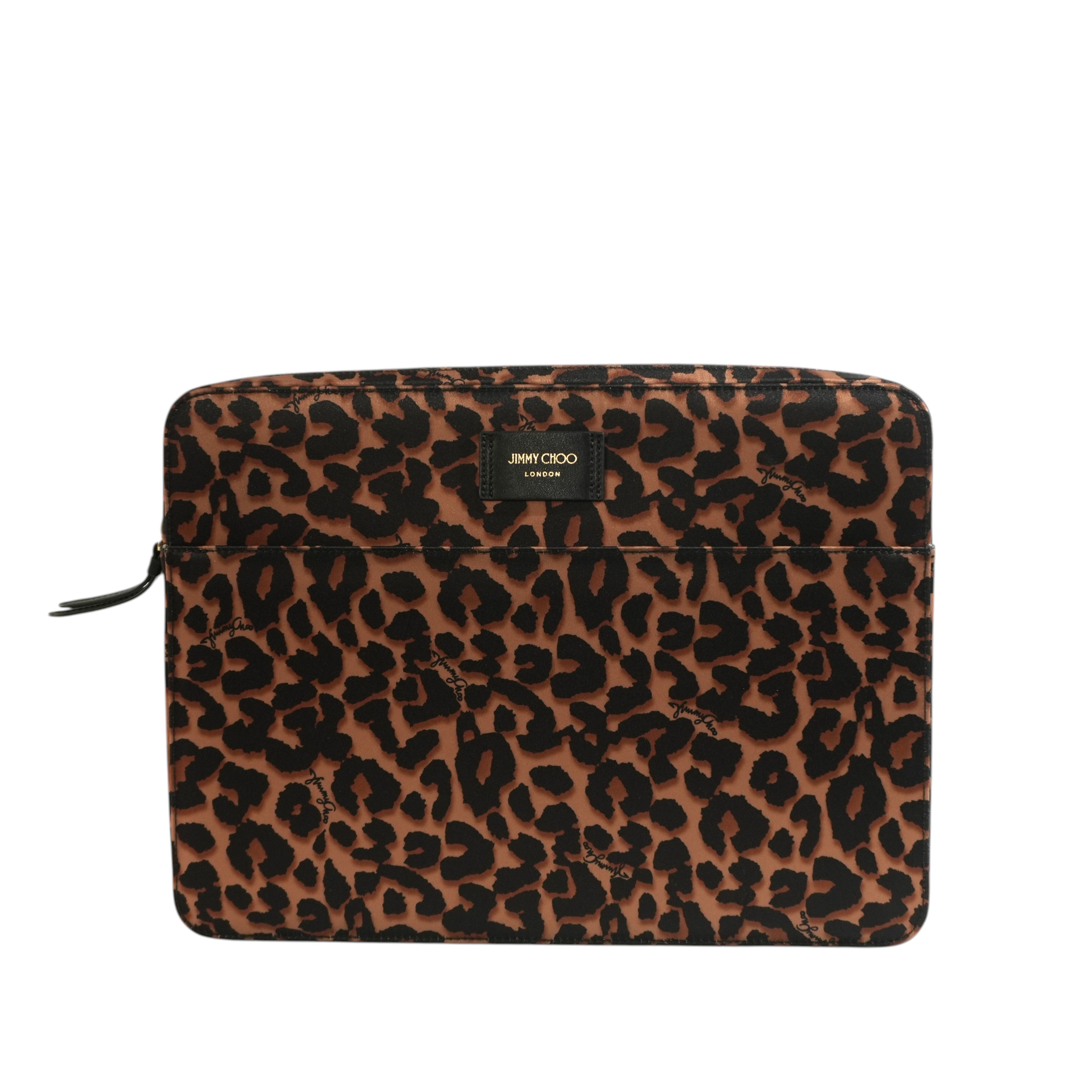 Pre-owned Jimmy Choo Animal Print Laptop Bag Brown