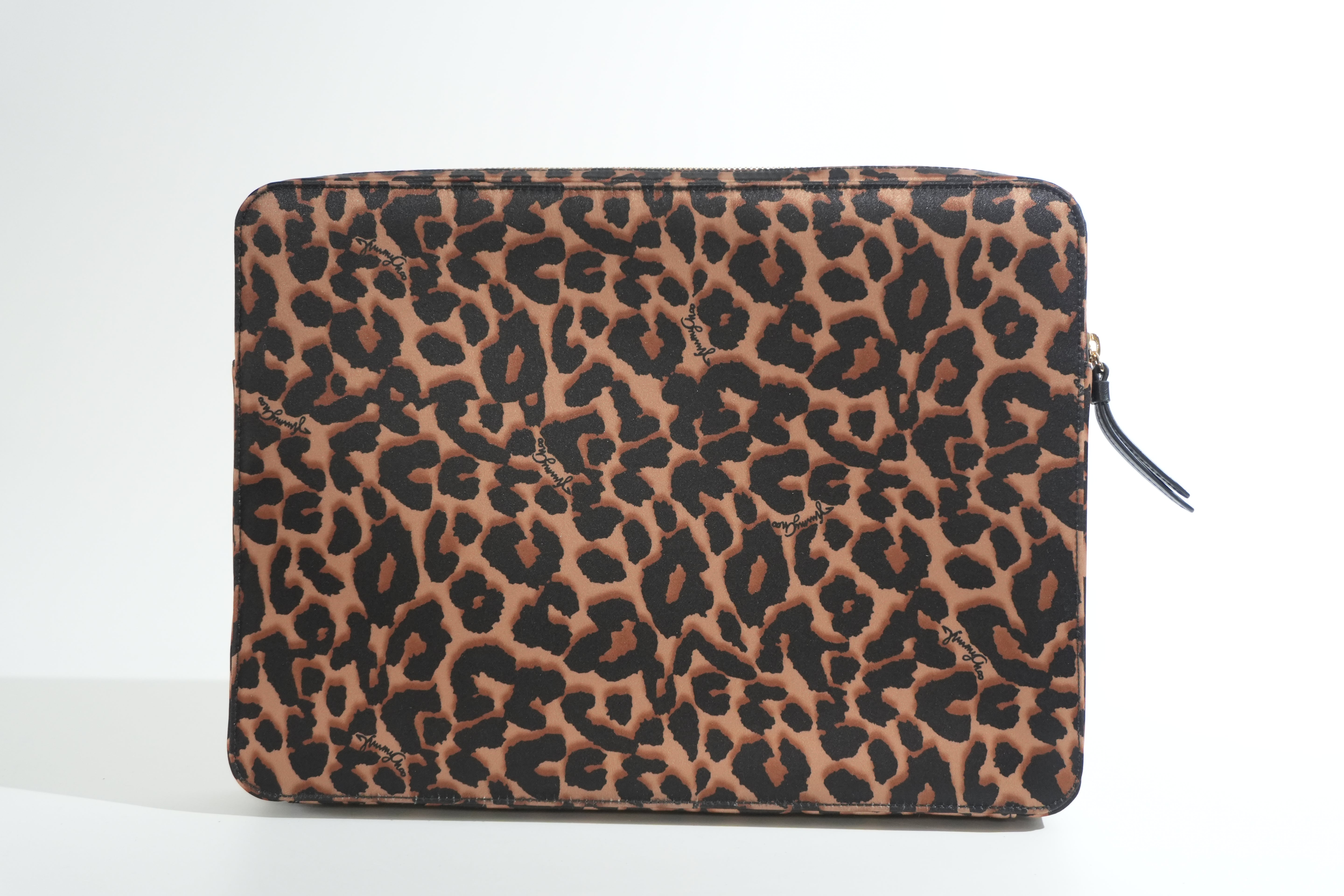 Pre-owned Jimmy Choo Animal Print Laptop Bag Brown