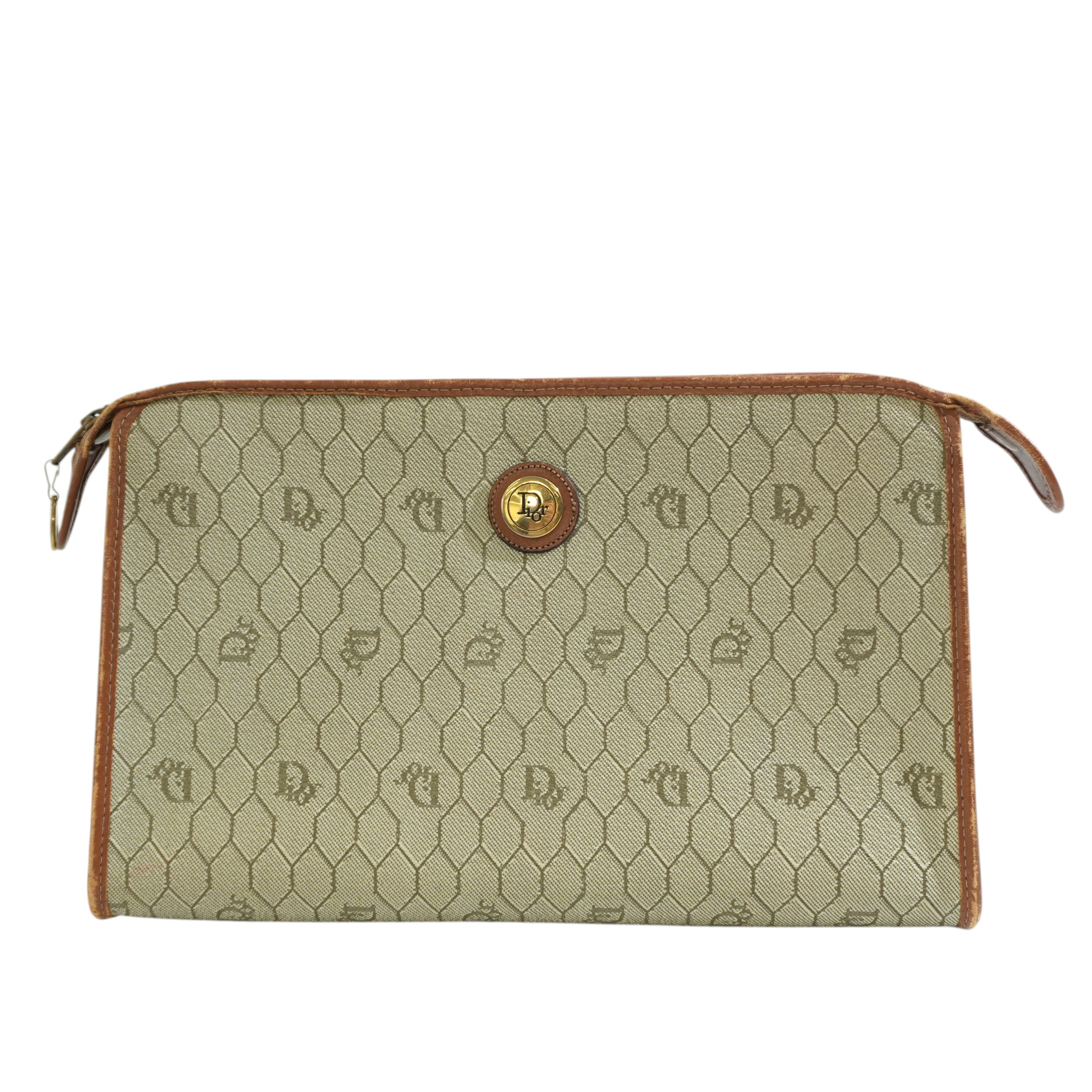 Pre-owned Dior Honeycomb Clutch Bag Brown