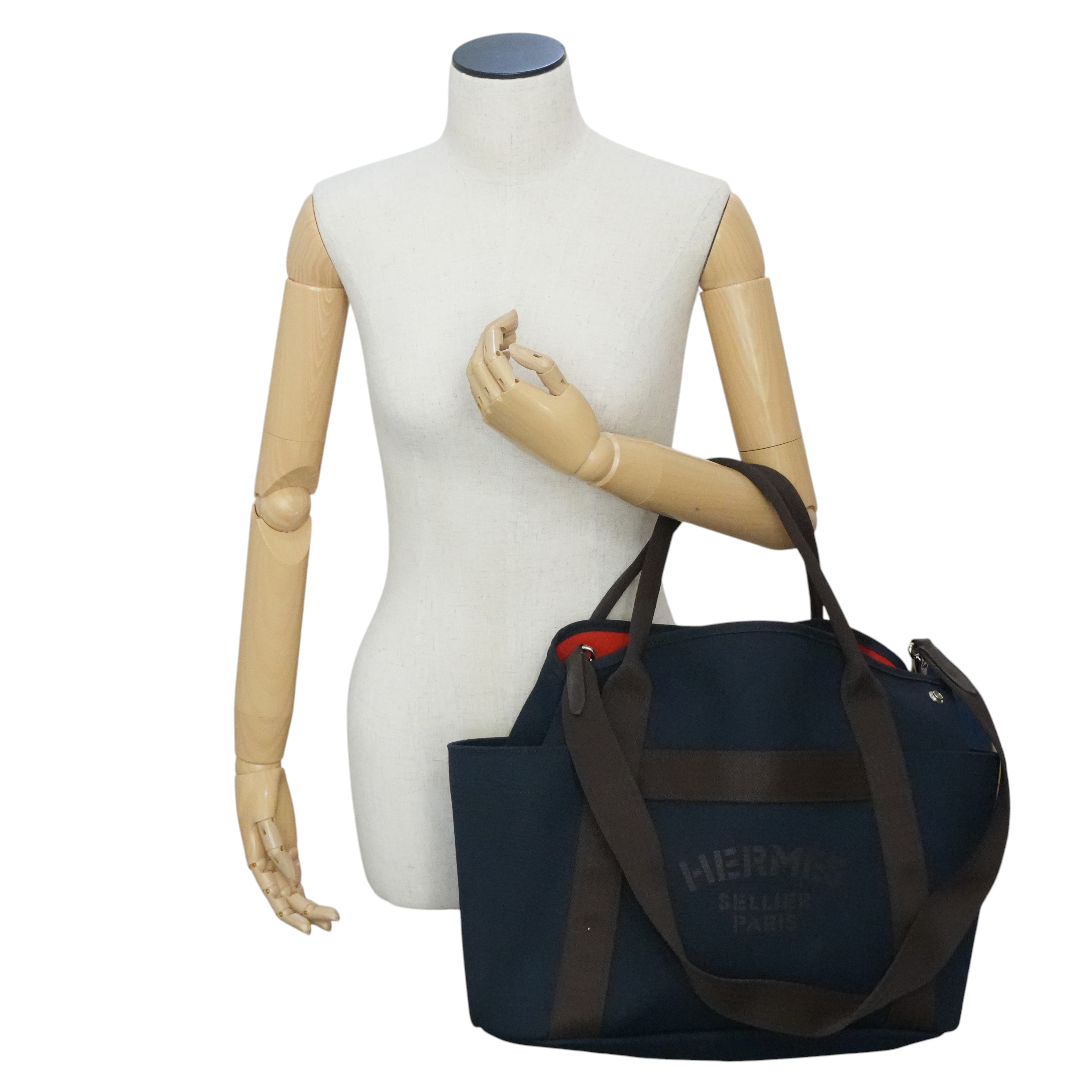 Pre-owned Hermes Sac De Pansage Groom Tote Bag Navy Blue