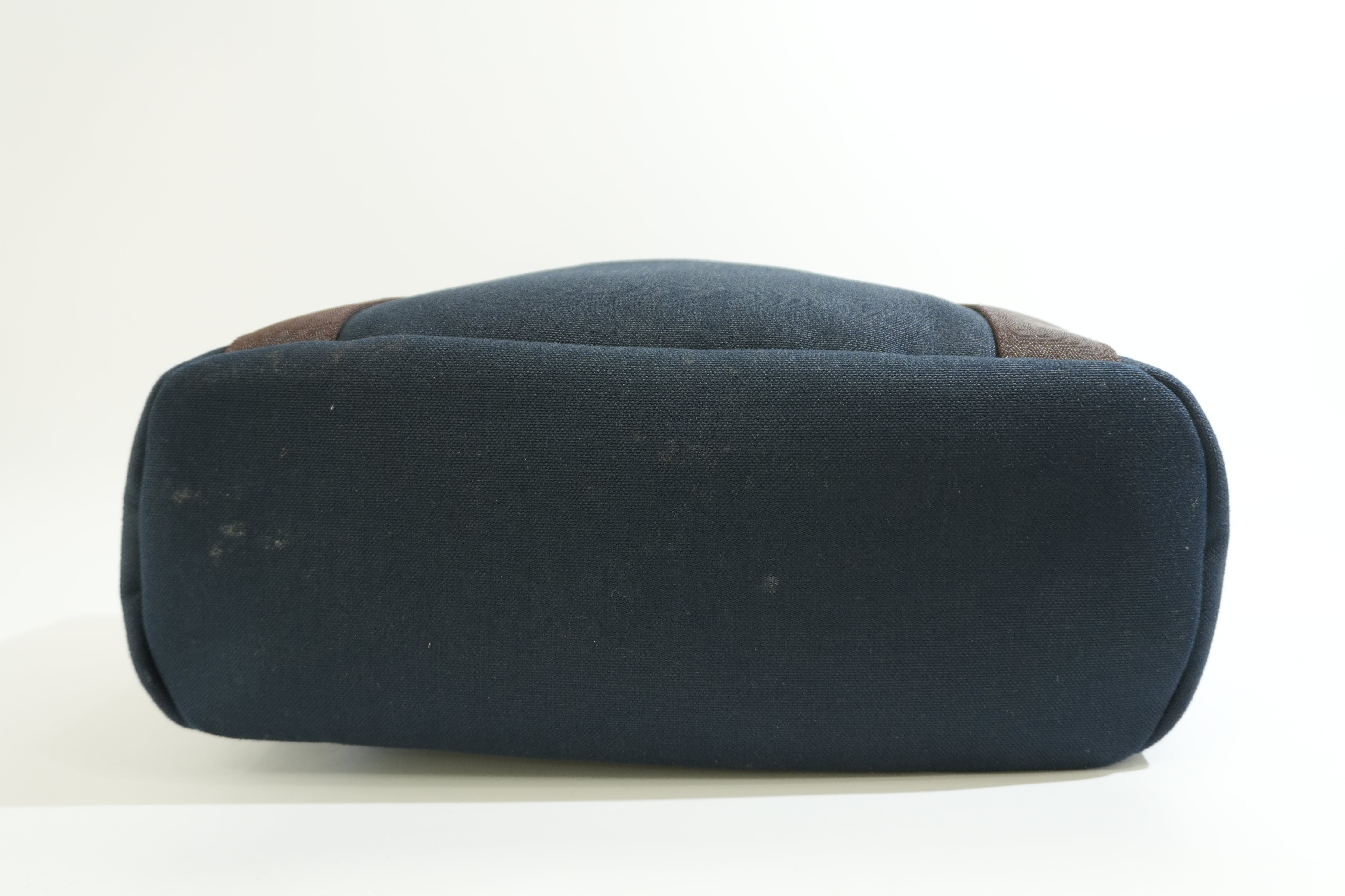 Pre-owned Hermes Sac De Pansage Groom Tote Bag Navy Blue